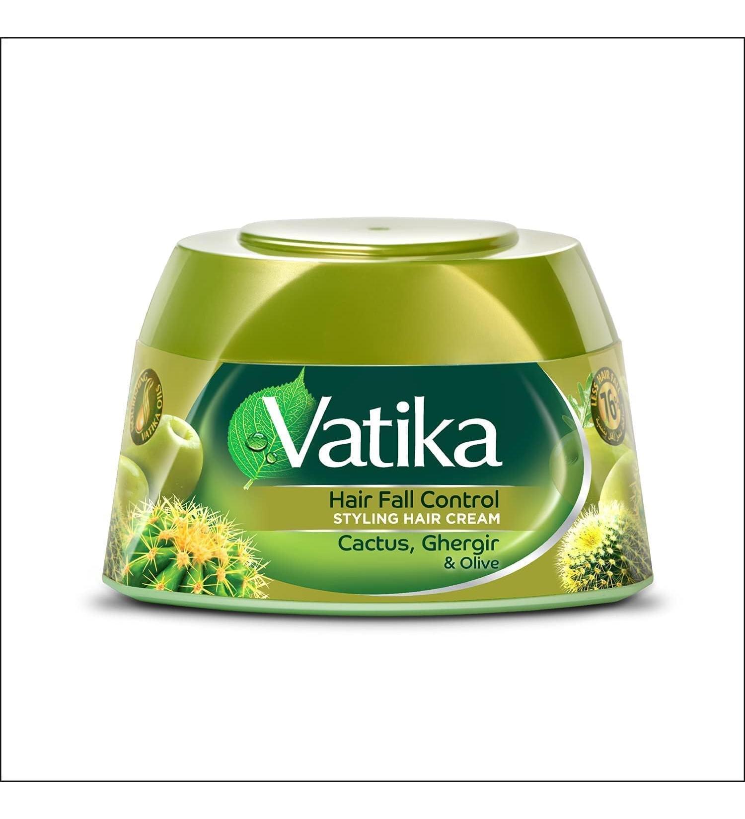Vatika Naturals Hair Fall Control Styling Cream - Cactus Ghergir & Olive Extracts | Nourishing Hair Care - 140 ml - Buy Online on SooperMarket.com