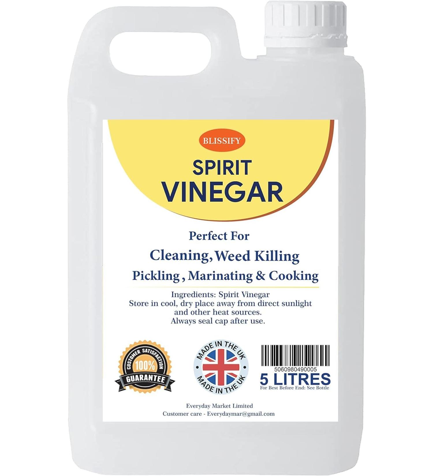 Spirit White Vinegar Food Grade Acetic Acid 5% Liquid for Household Cleaning Cooking Baking and Pickling - 5L Pack of 1 - Buy Online on SooperMarket.com