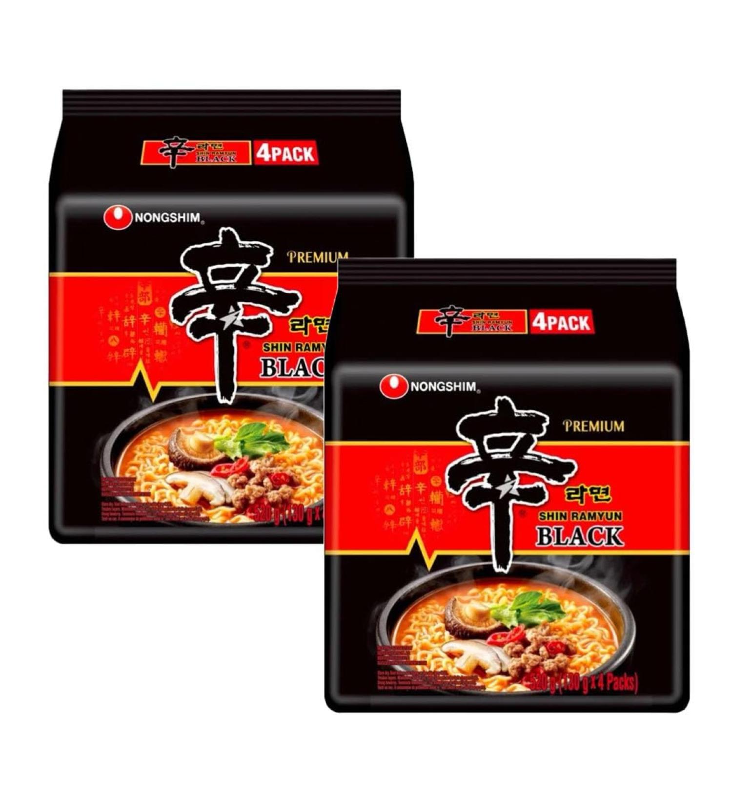 Nongshim SHIN BLACK Ramyun Premium Ramen Korean Spicy Instant Noodles 130g (Pack Of 8) HALAL - Buy Online on SooperMarket.com