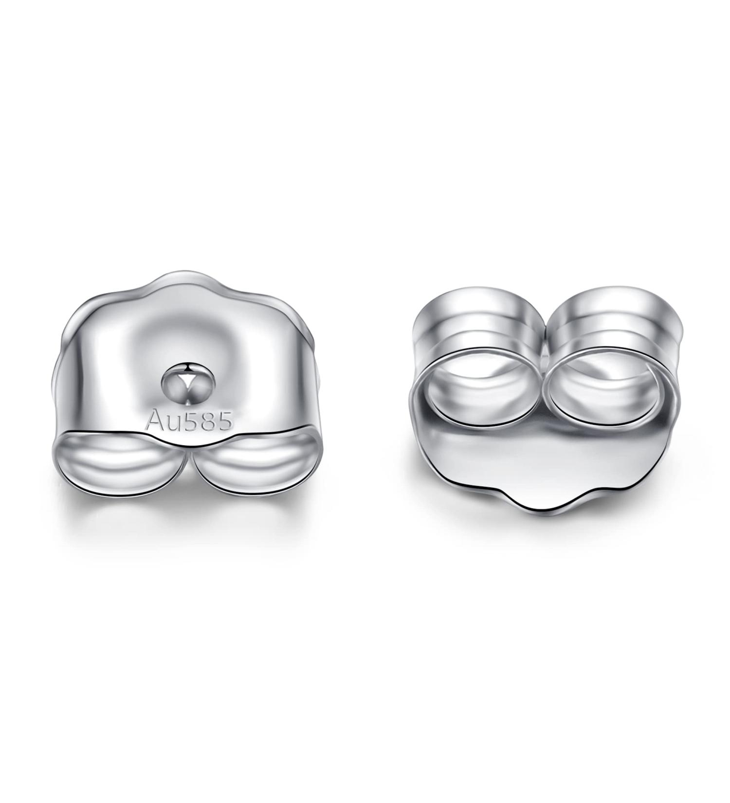 LUCKMORA 14K White Gold Earring Backs | 0.15g AU585 Butterfly Replacements for Studs | Hypoallergenic Pierced Secure Design - Buy Online on SooperMarket.com