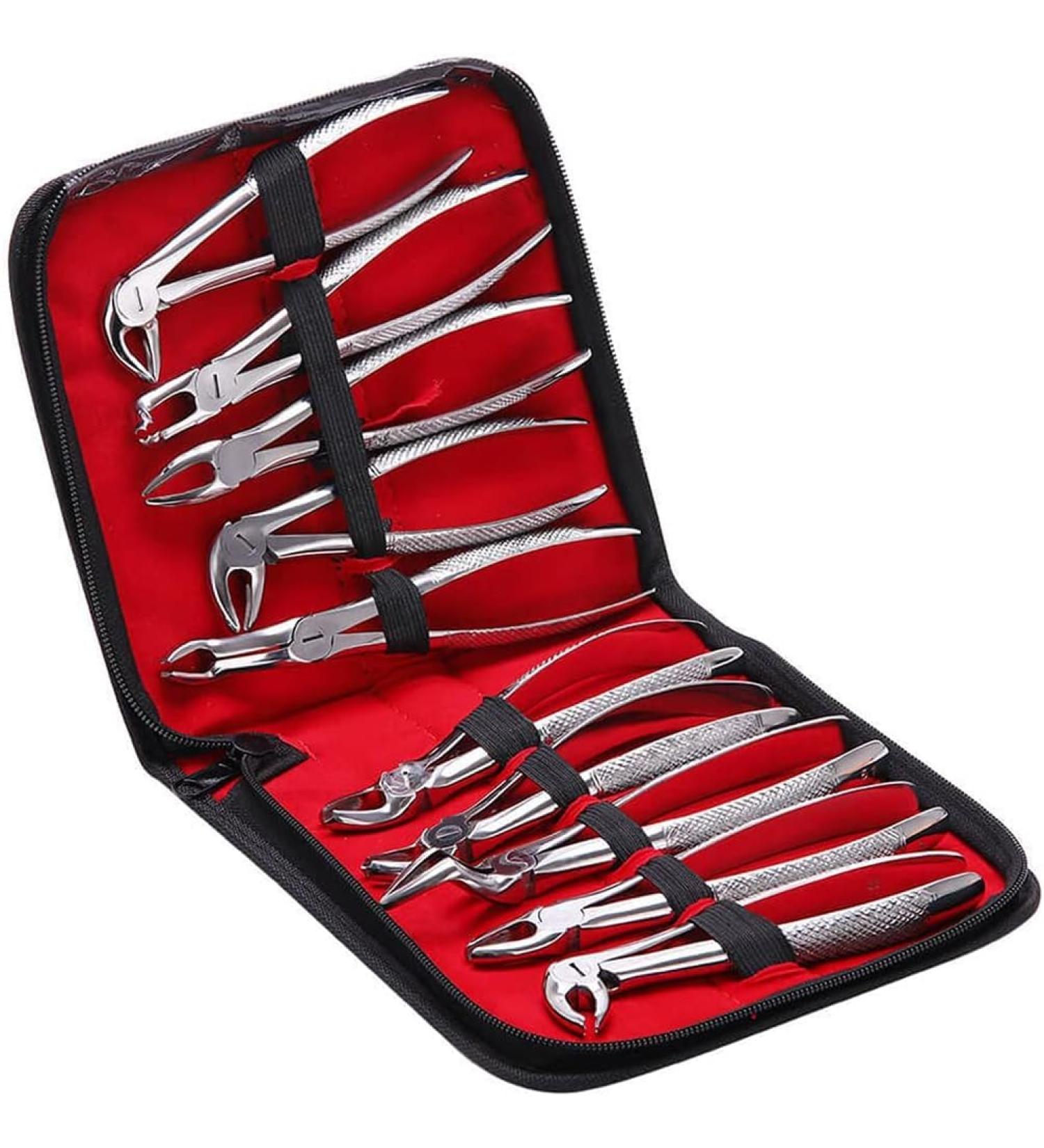 Stainless Steel Tooth Extraction Forceps Set - 10pcs Dental Extraction Tools for Dentists - Premium Instrument Kit for Effective Tooth Removal - Buy Online on SooperMarket.com