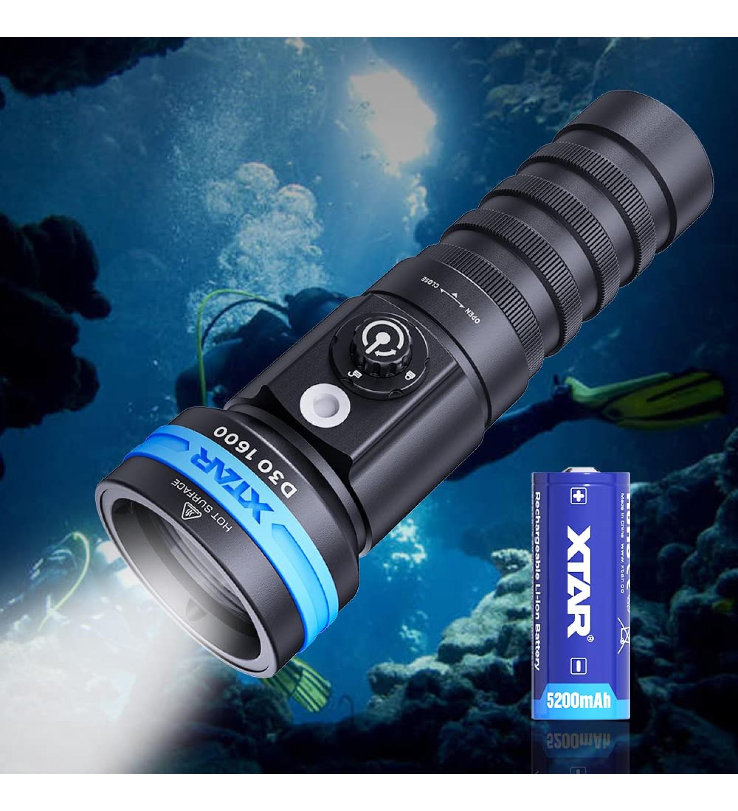 XTAR D30 1600 Lumens Scuba Diving Video Light | Multi-Color LED Underwater Flashlight - Buy Online on SooperMarket.com
