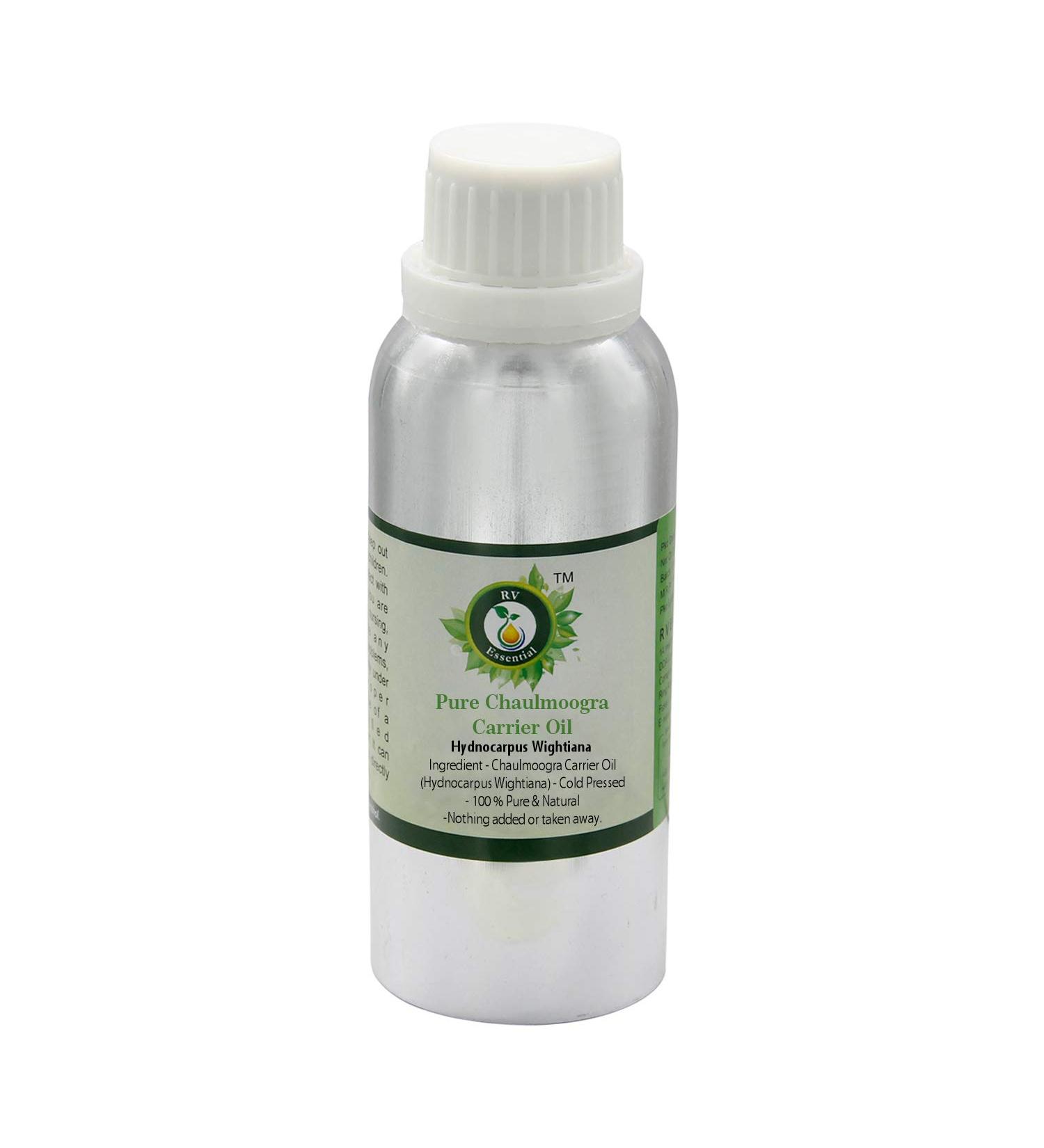 R V Essential Pure Chaulmoogra Carrier Oil 300ml (10oz)- Hydnocarpus Wightiana (100% Pure and Natural Cold Pressed) - Buy Online on SooperMarket.com
