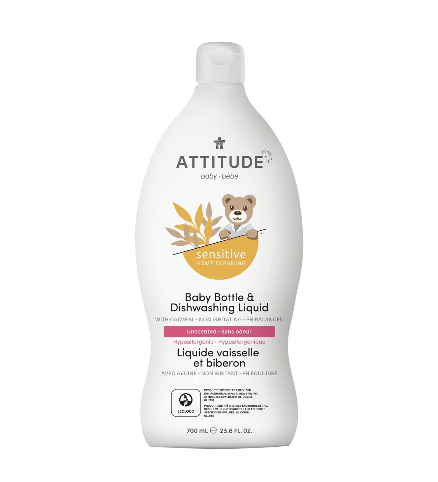 ATTITUDE Baby Natural Bottle & Dishwashing Liquid 23.6 fl oz - Eco-Friendly Baby Care - Buy Online on SooperMarket.com