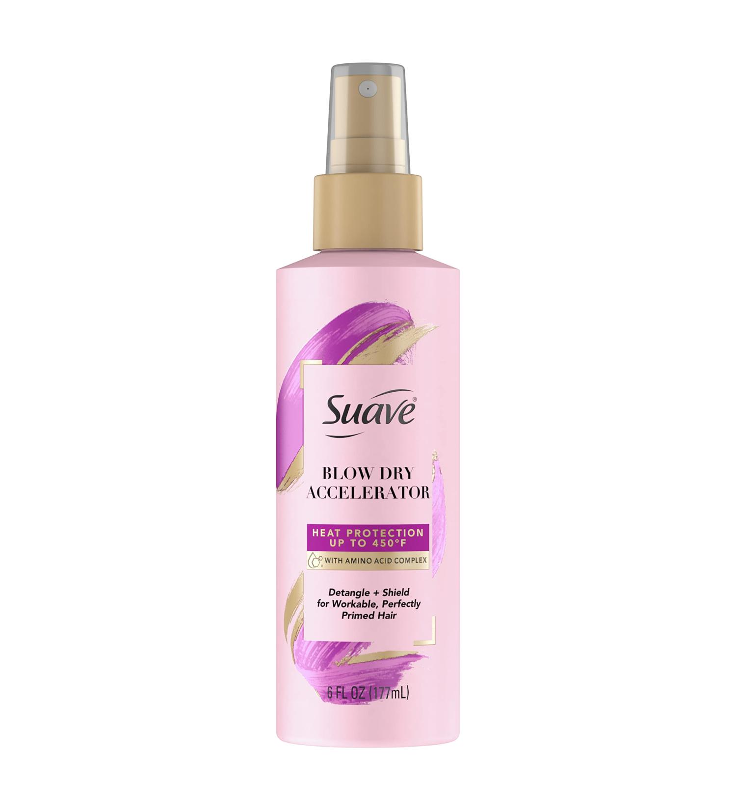 Suave Pink Blow Dry Accelerator 6 oz - Heat Protectant Spray with Detangling Benefits - Buy Online on SooperMarket.com