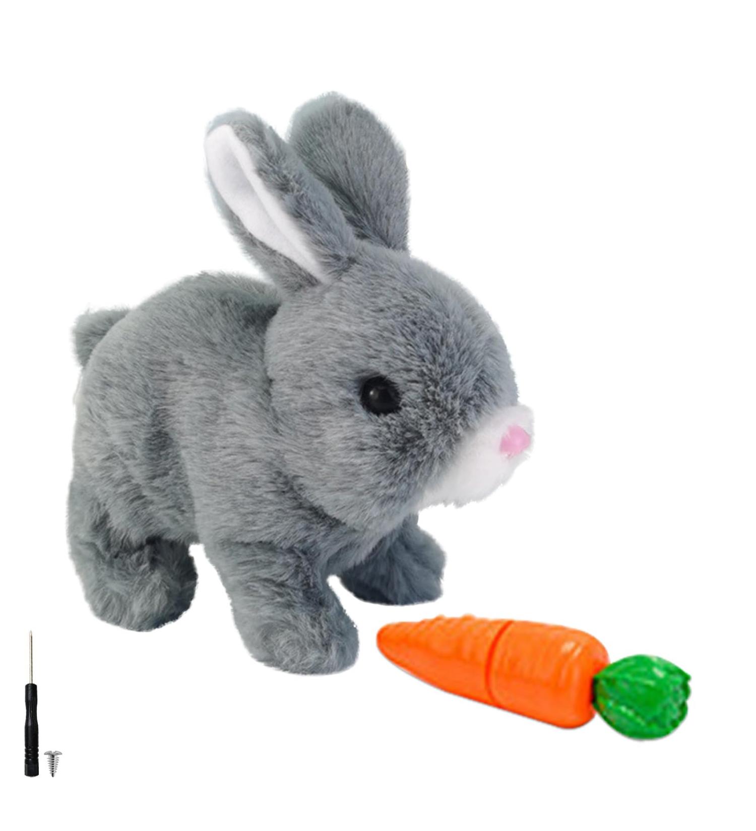 Woeau Rabbit Toy for Kids - Grey Plush Stuffed Bunny with Carrot, Sounds & Movements - Electronic Walking and Talking Pet - Buy Online on SooperMarket.com