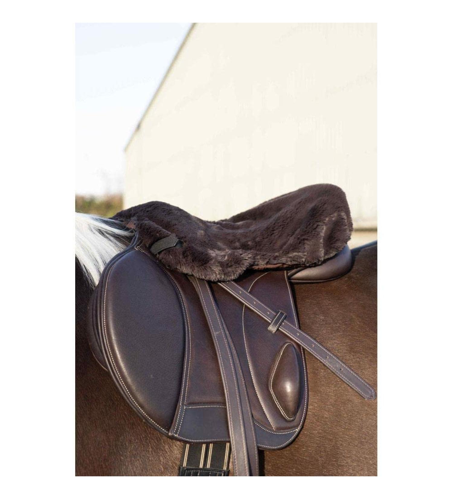Cameo Equine Luxury Seat Saver - Lambswool Elasticated Seat Saver W/Dee Fittings Black L