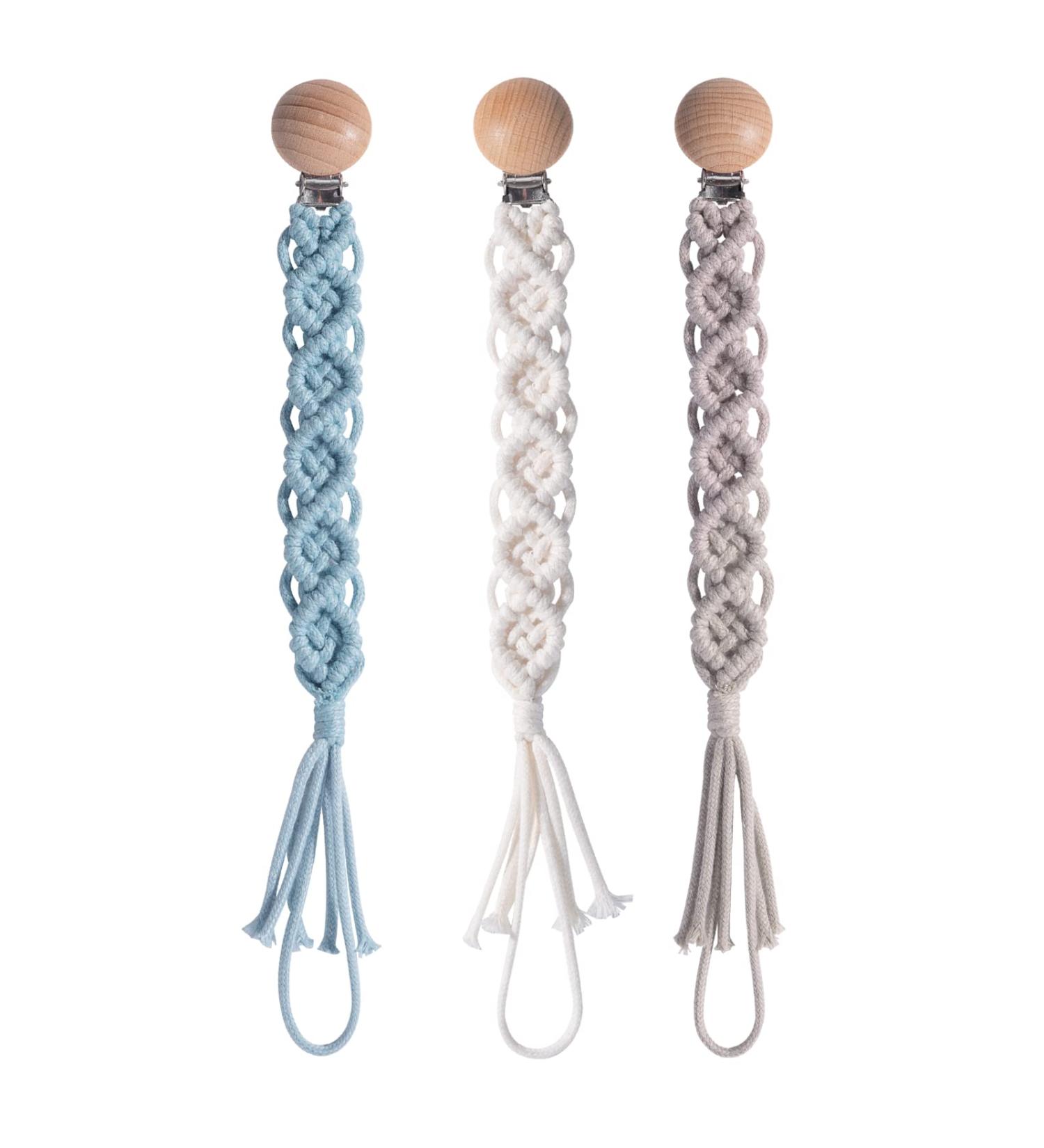 Symbolife Boho Pacifier Clip - Handmade Braided Cotton Holder Leash for Boys and Girls | Unisex Baby Shower & Birthday Gift - Buy Online on SooperMarket.com