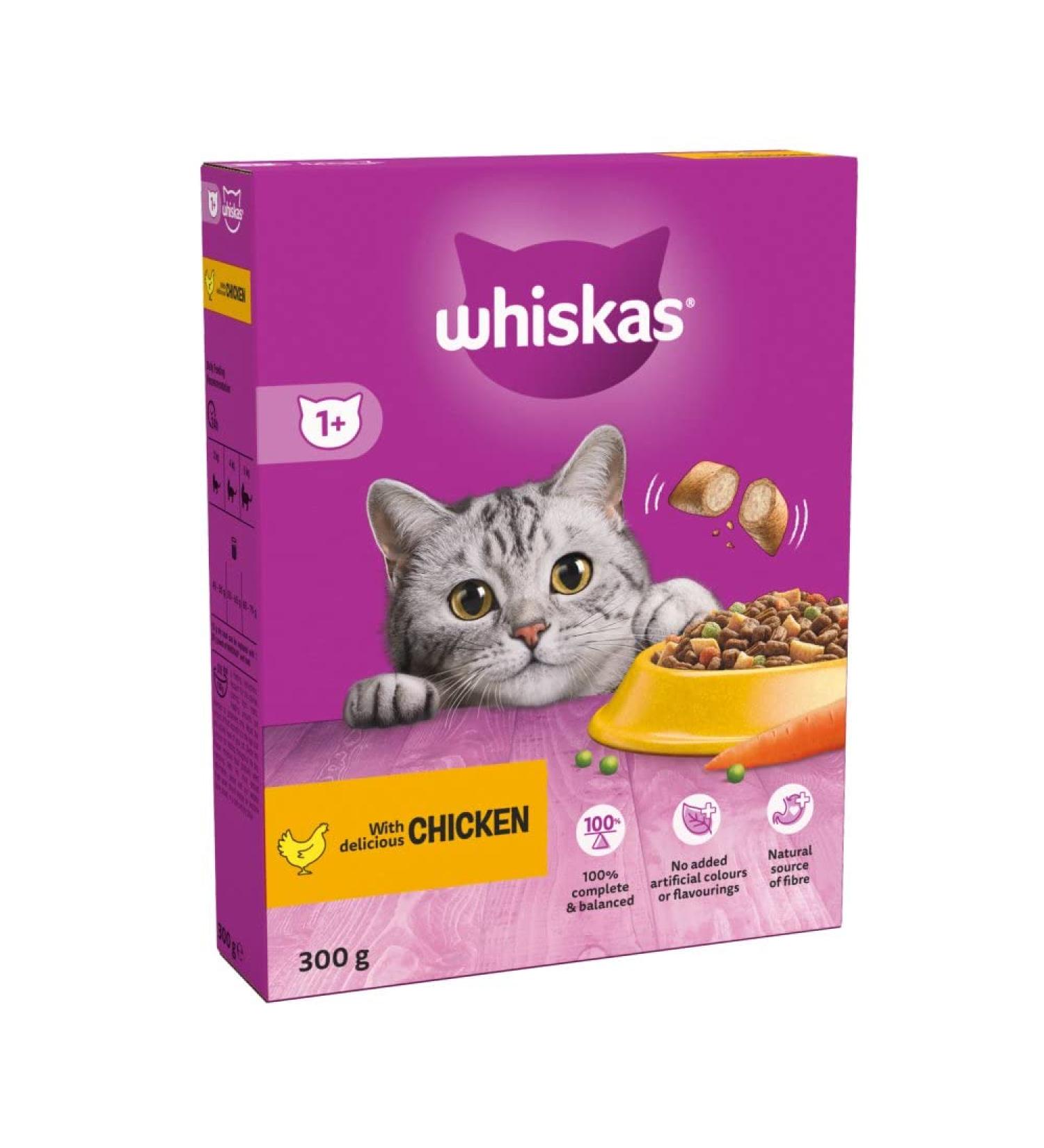 Whiskas 1+ Adult Cat Dry Food Chicken 300g (Pack of 6)