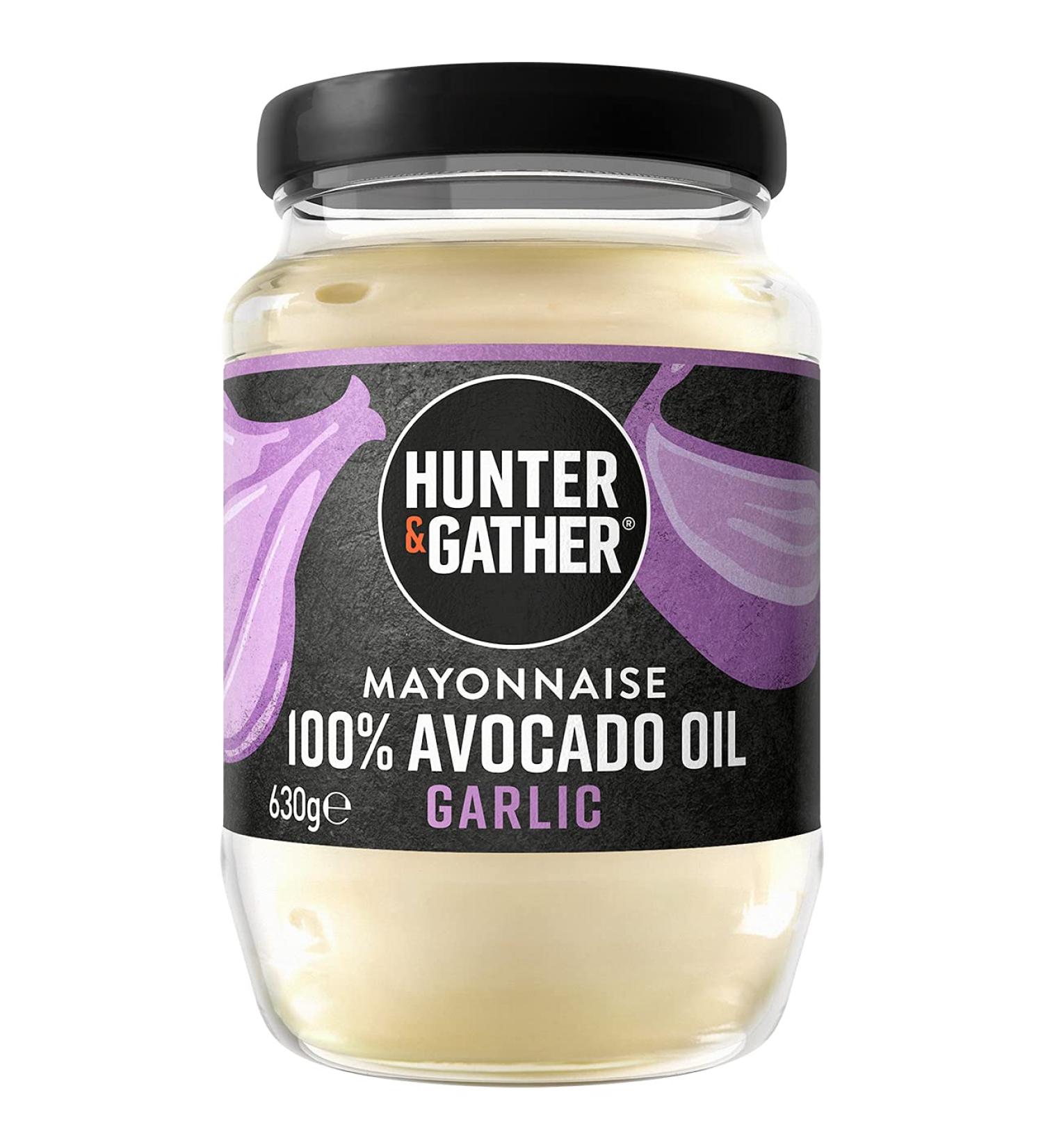 Hunter & Gather Garlic Avocado Oil Mayonnaise 630g | Paleo Keto Avocado Mayo with British Free Range Egg Yolk | Gluten & Sugar Free Avocado Mayo | Lemon Zest & Black Pepper | 630g - Buy Online on SooperMarket.com