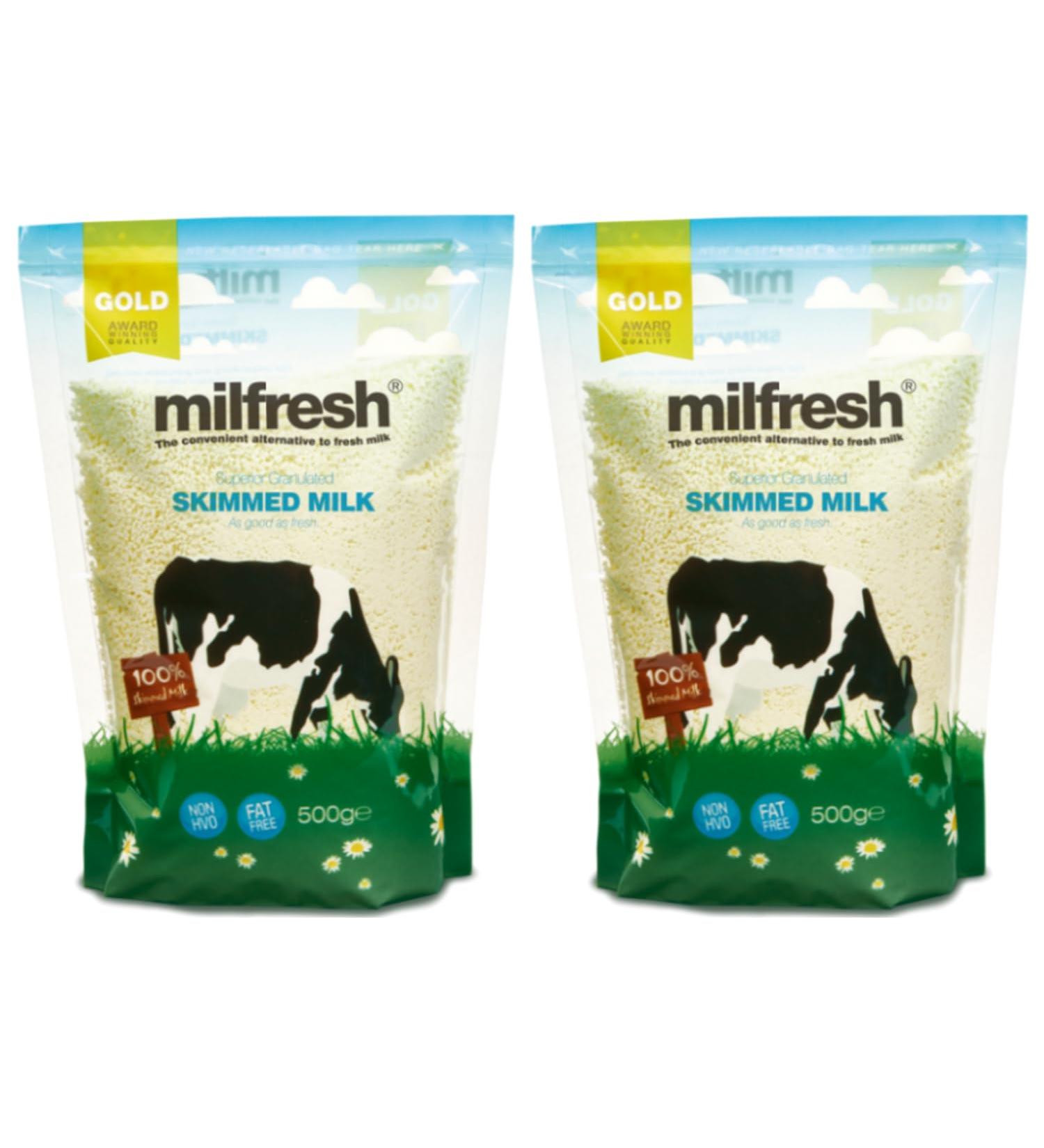 Milfresh Gold Superior Skimmed - Convenient Alternative Fresh Milk | Premium Quality Dairy Product | Easy Dissolve Deliciously Creamy Rich Flavor - Pack of 2 x 500g 500.00 g (Pack of 2) - Buy Online on SooperMarket.com