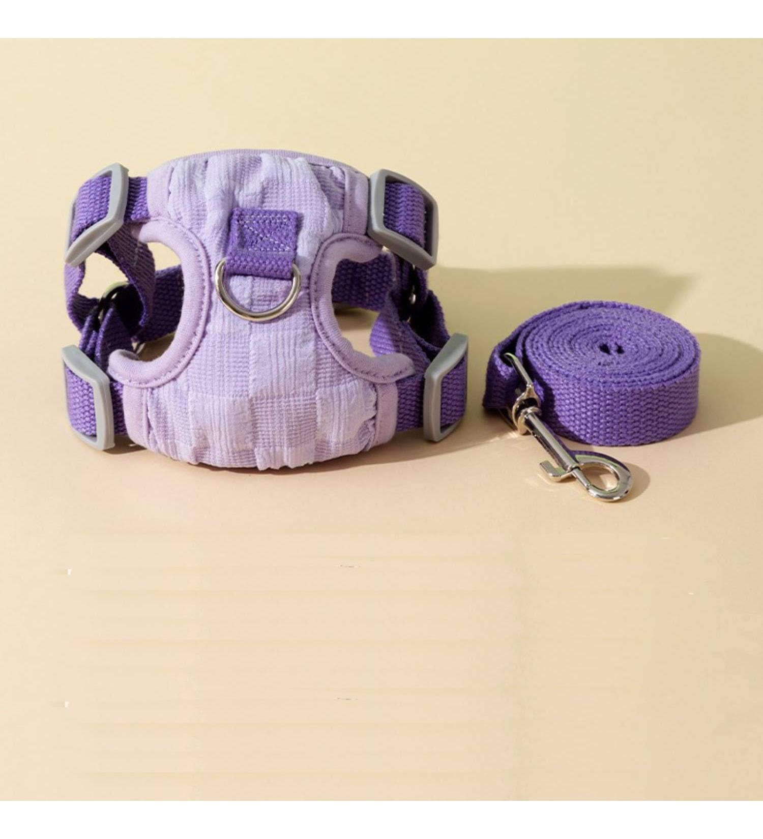Fueegue Cat Harness with Leash Escape Proof Adjustable Soft for Cats and Dogs Puppy Harness Purple Bubble Mesh L