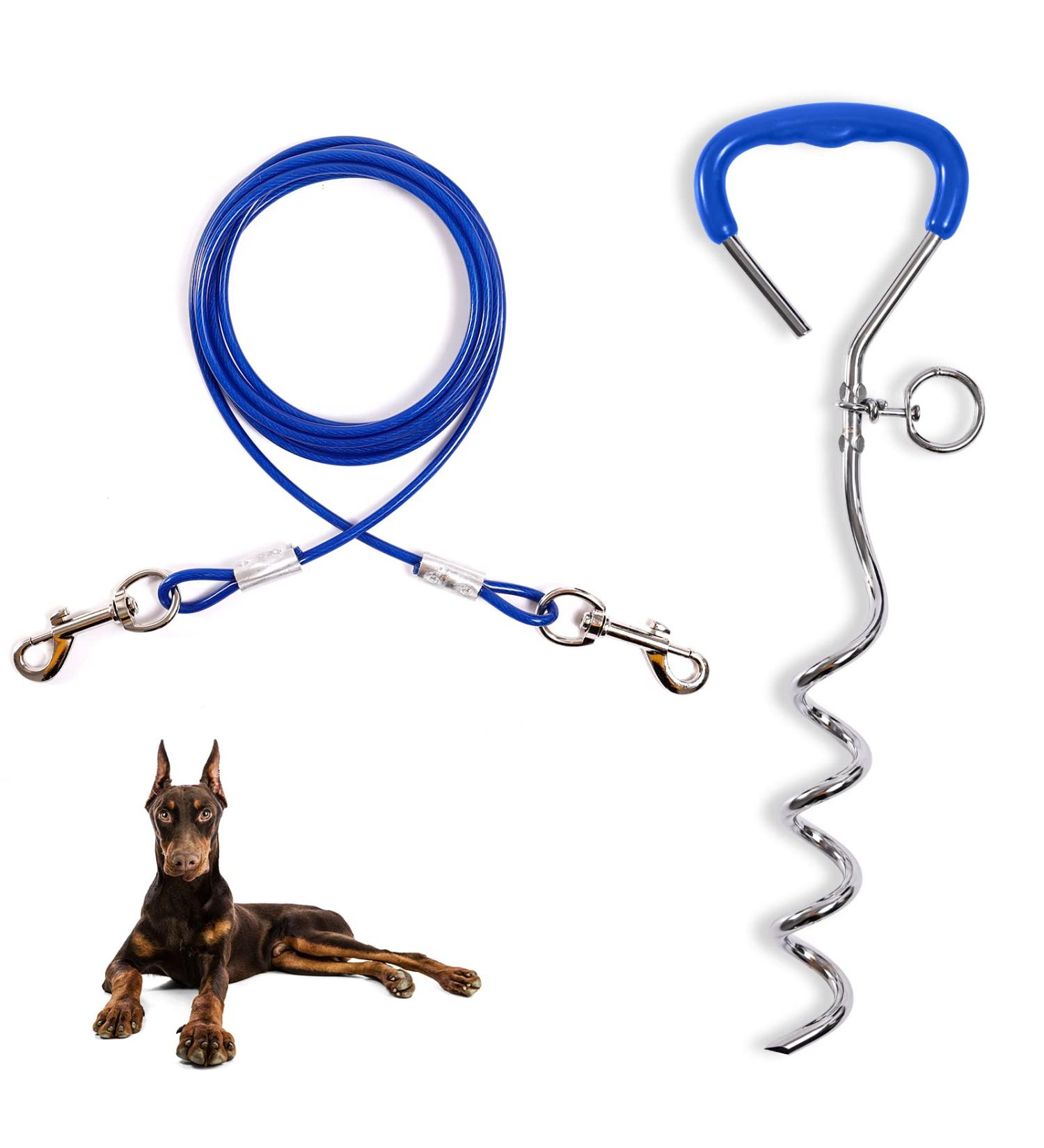 JETOP Heavy Duty Dog Stake & 10 ft Dog Chains Steel Spiral Ground Dog Spike for Outdoor Yard and Camping Dog Camping Accessories for Puppy Pet and Medium Dogs (176 lbs of pull) (Blue) - Buy Online on SooperMarket.com