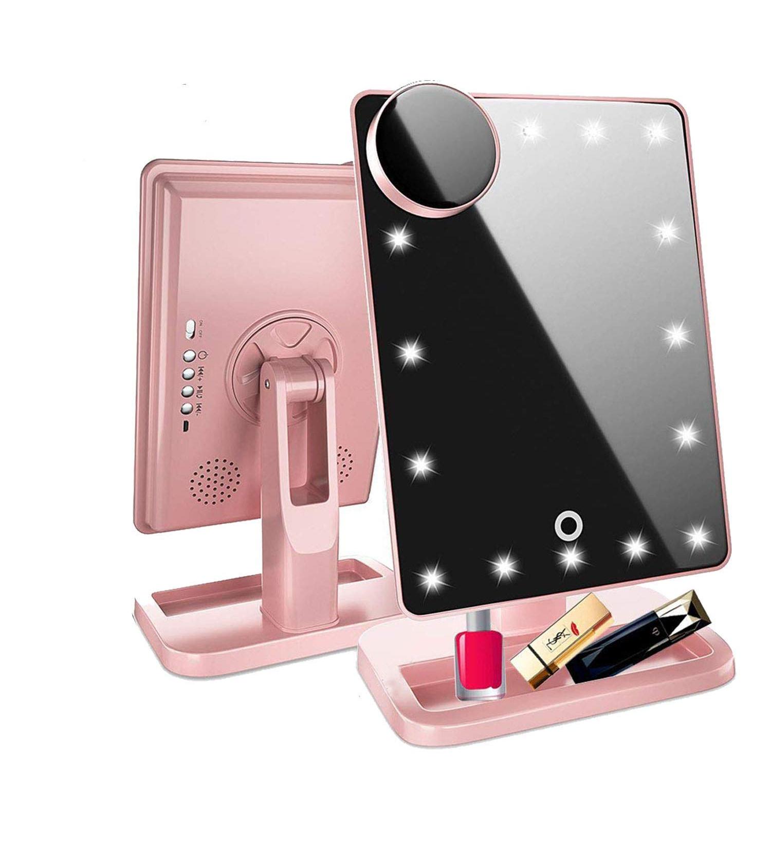 Hansong Vanity Makeup Mirror with Lights Bluetooth 20 LEDs Touch Screen Speaker Rose Gold - Buy Online on SooperMarket.com