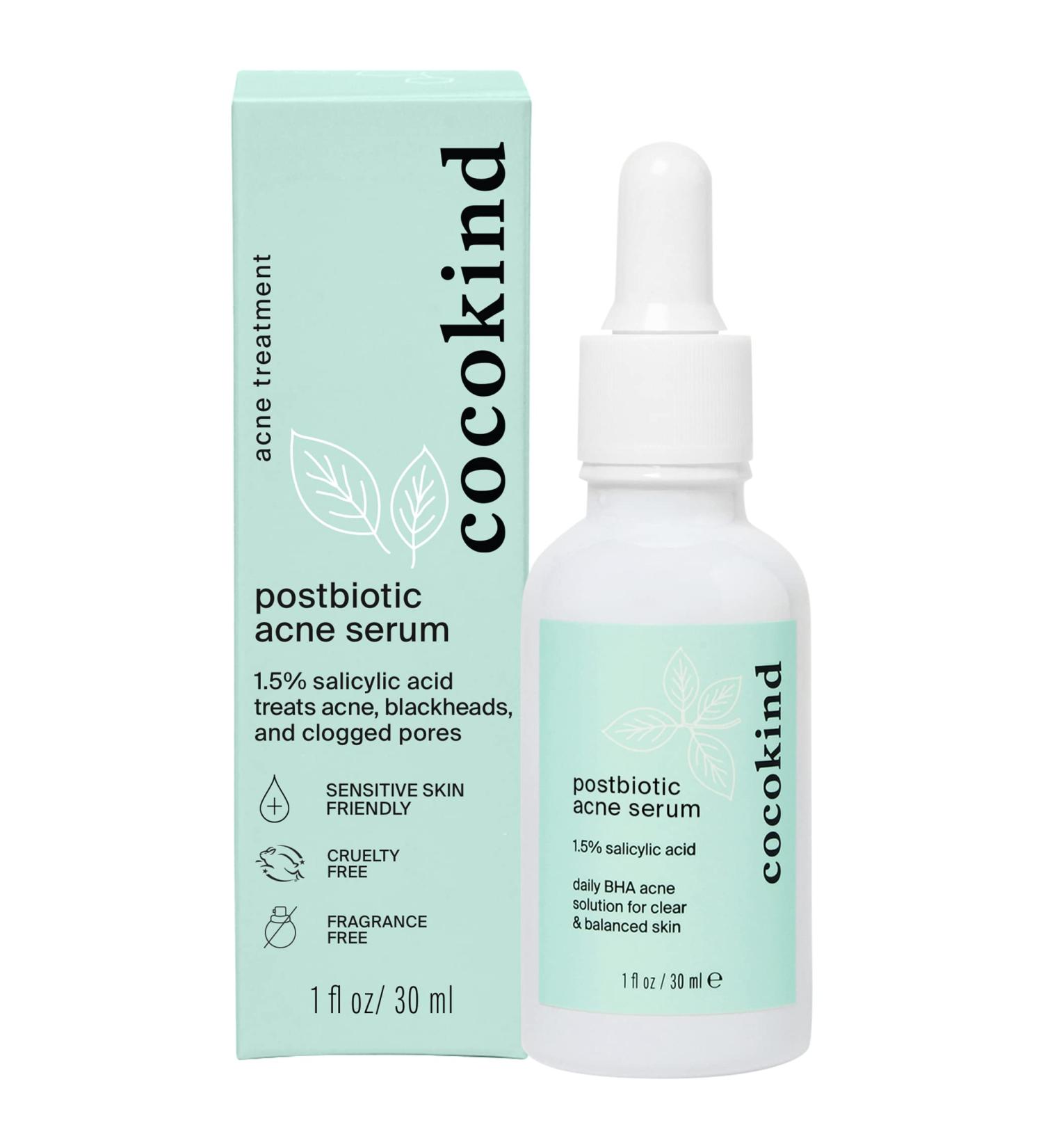 Cocokind Postbiotic Acne Serum with Salicylic Acid and BHA - Exfoliating, Brightening, and Hydrating - Buy Online on SooperMarket.com