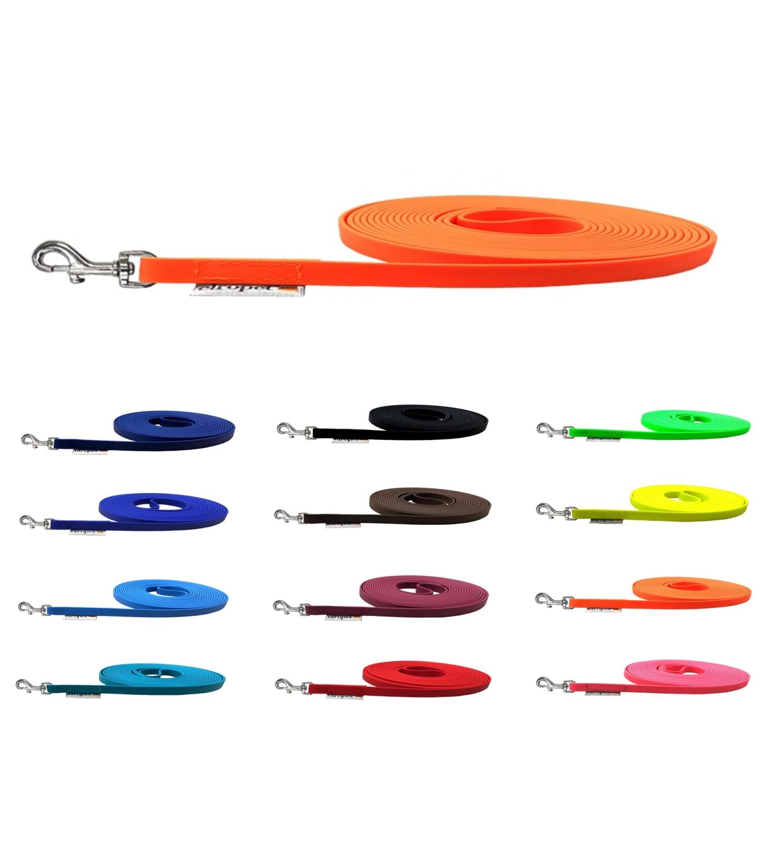 Buy Towline Biothane Dog Leash for Small Dogs - 9mm 3m 5m 10m 15m | Neon Orange with Hand Loop - Buy Online on SooperMarket.com