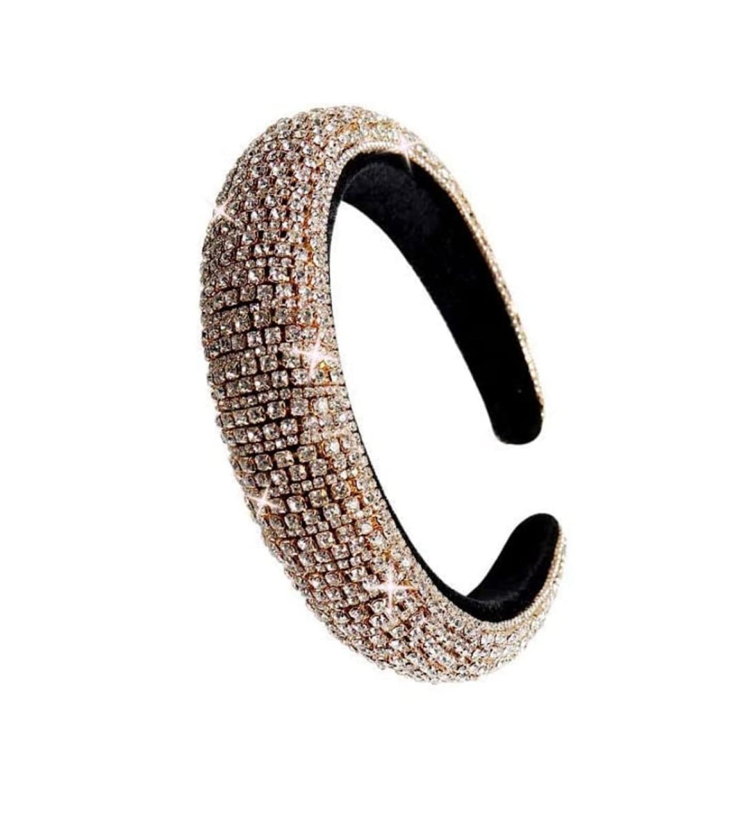 Crystal Diamond Headband for Women Fashionable Handmade Wide Hair Hoops Beaded Bling HairBand Hair Accessories Pearl headdress - Buy Online on SooperMarket.com