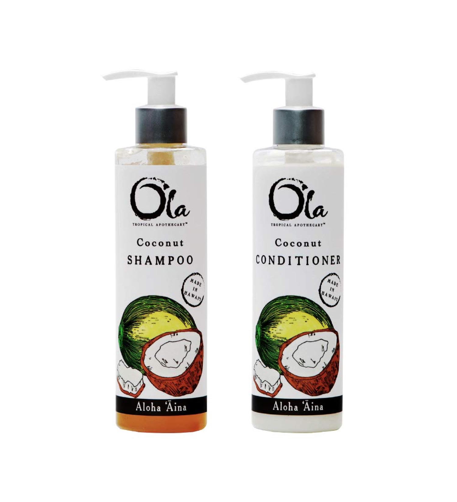 Ola Tropical Apothecary Organic Coconut Shampoo & Conditioner Combo - 8 fl oz for Healthy Hair - International Shipping Available - Buy Online on SooperMarket.com