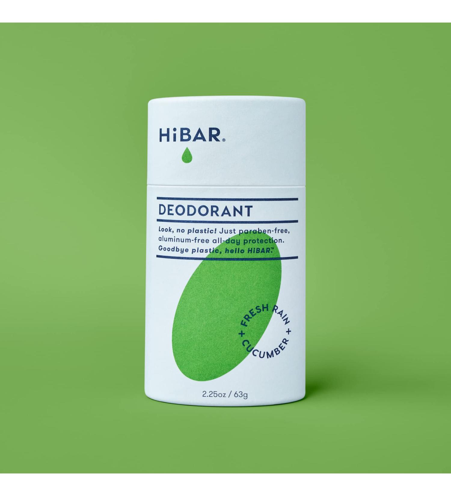 HiBAR Natural Aluminum Free Deodorant - Fresh Rain + Cucumber (Plastic Free, Baking Soda Free) | All-Natural All Day Protection | Zero Waste Cruelty-Free Deodorant for Men & Women - Buy Online on SooperMarket.com
