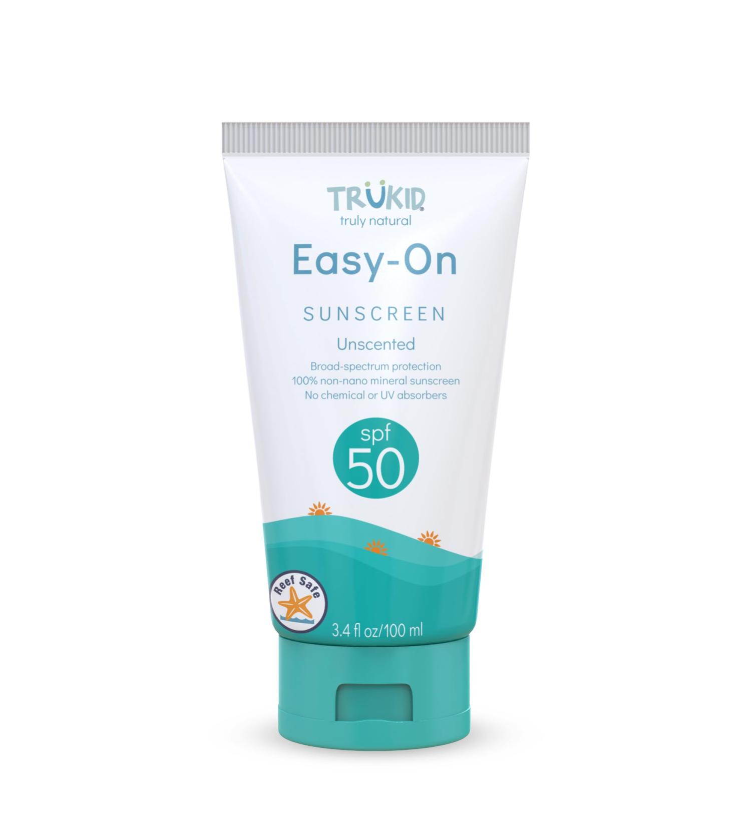 TruKid Easy On Mineral Sunscreen SPF 50 - Gentle Kids & Baby Sunblock for Sensitive Skin Unscented Protection Face & Body 3.4oz - Buy Online on SooperMarket.com