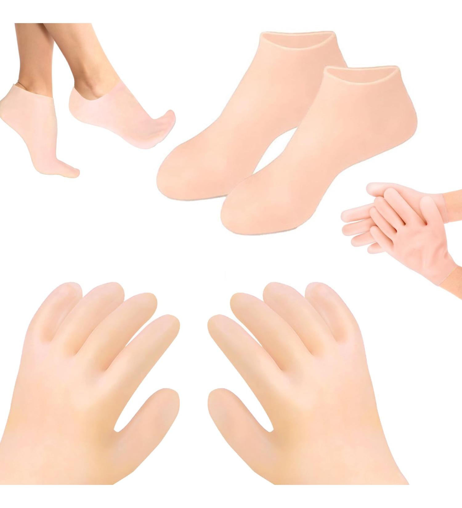 LINXINS 2 Pairs Pedicure Silicone Socks & Gloves Silicone Socks for Cracked Feet Women Foot SPA Pedicure Silicone Socks for Repairing Dry Feet Cracked Heels and Softening Rough Skin - Buy Online on SooperMarket.com