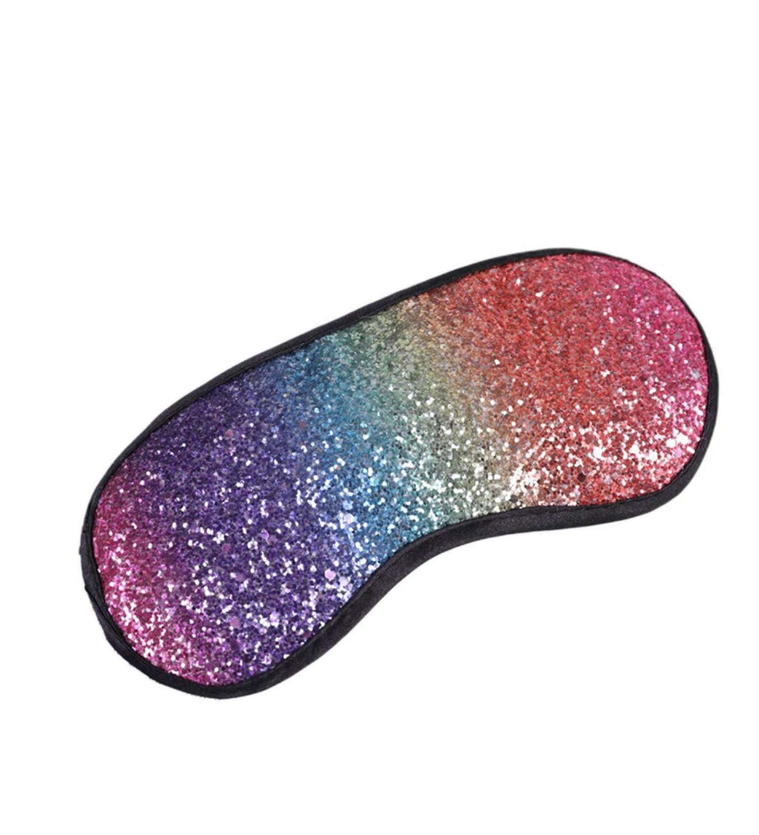 Zeiwohndc Glitter Sequins Sleeping Eye Mask | Rainbow Gradient Color | Elastic Eyeshade Cover for Women Girls | Travel Blindfold - Buy Online on SooperMarket.com