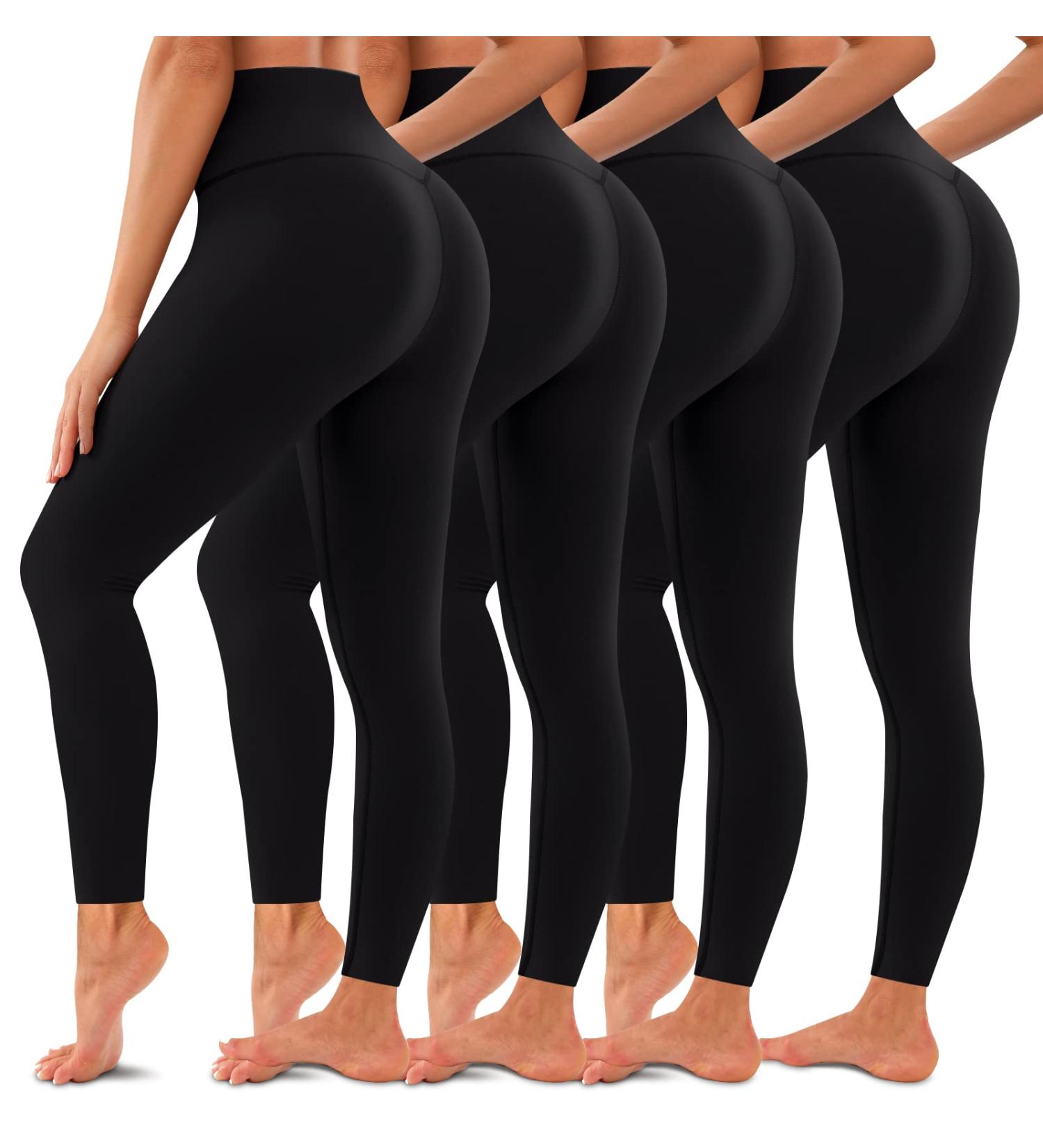 Laite Hebe High Waisted Leggings 4-pack for Women, Tummy Control Yoga Pants, Black, S-M - Buy Online on SooperMarket.com