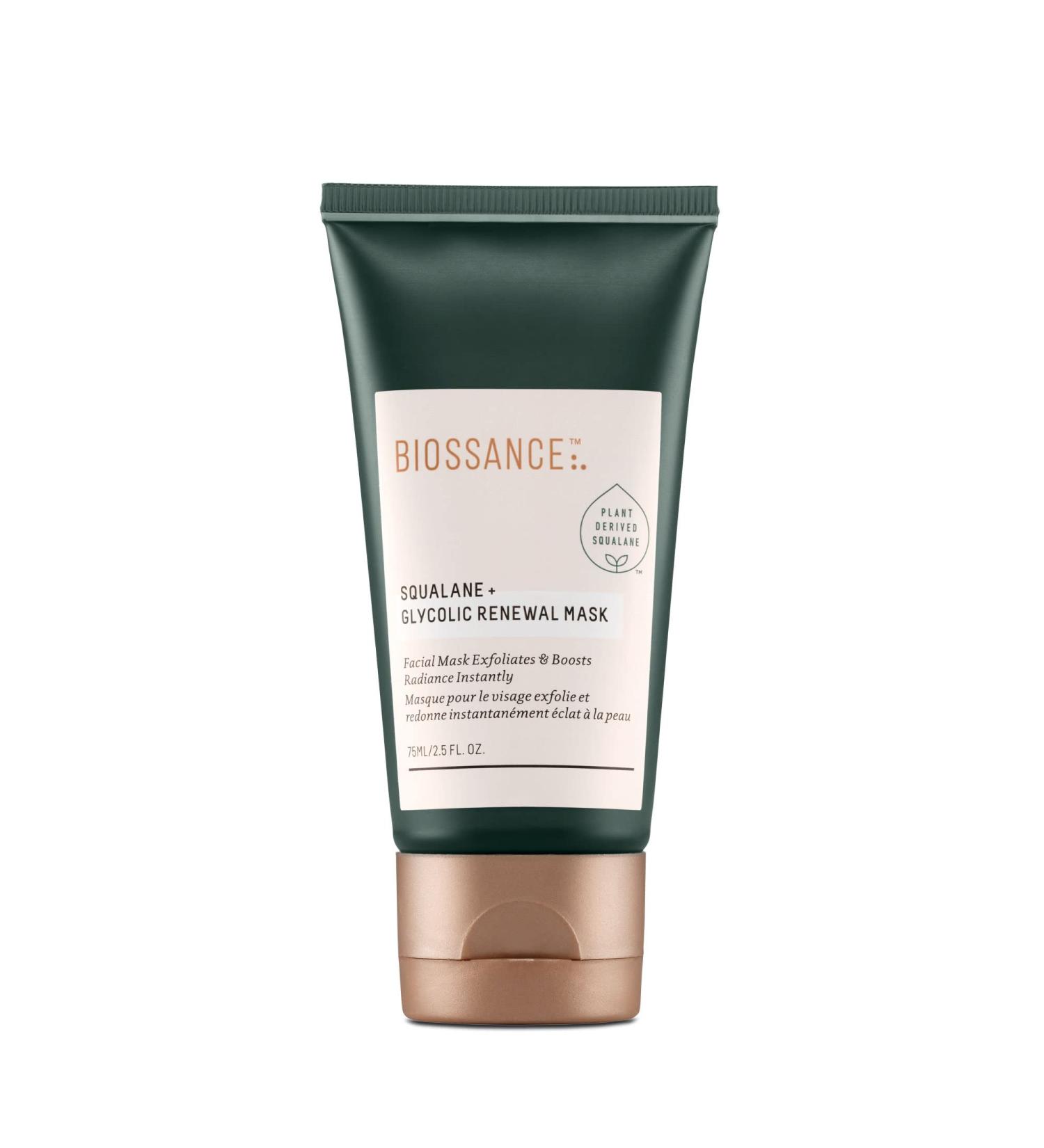 BIOSSANCE Squalane + Glycolic Renewal Mask - Exfoliating Peel & Mask for Fine Lines & Enlarged Pores - AHAs Infused (2.5 oz) - International Shipping Available - Buy Online on SooperMarket.com