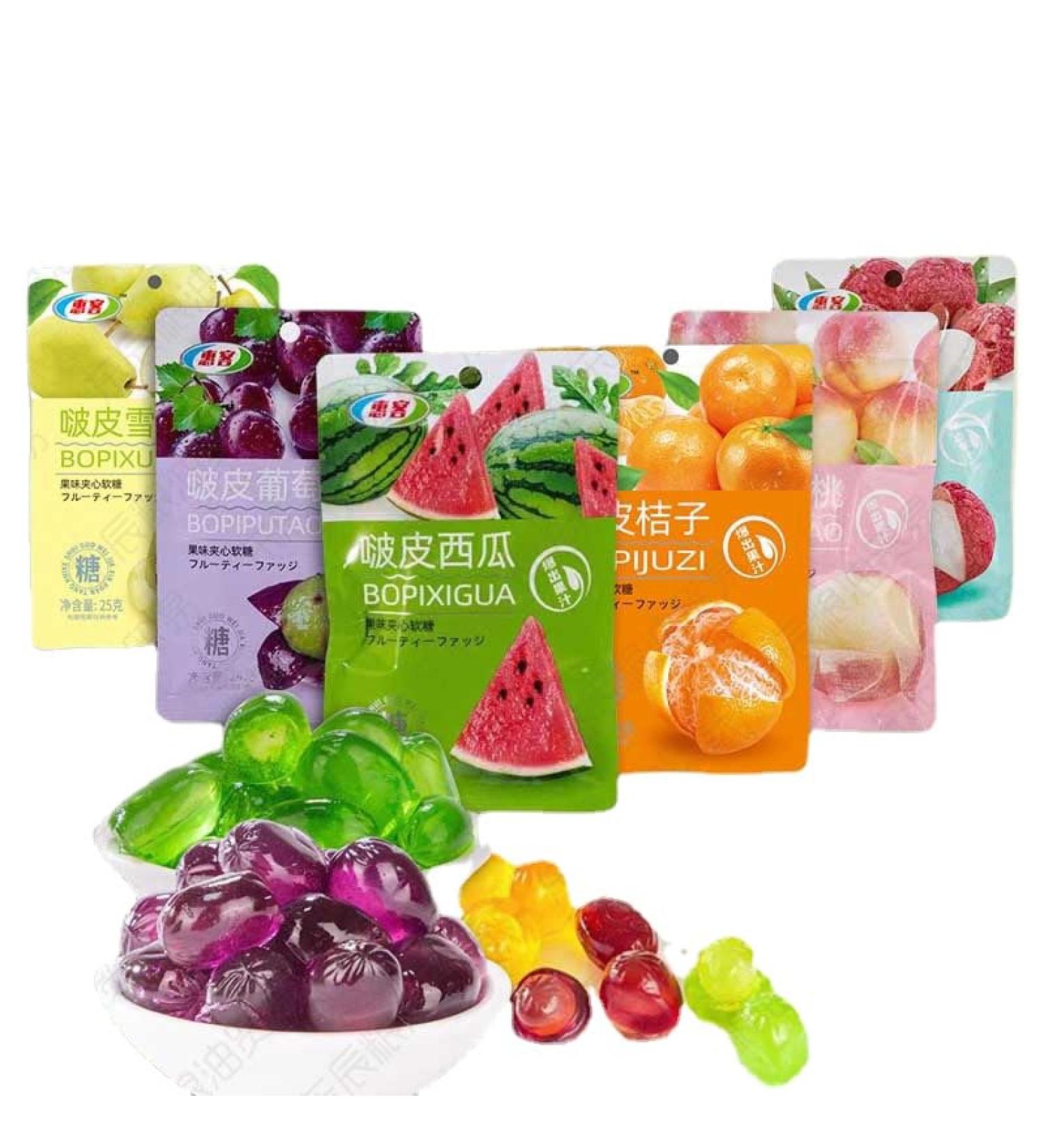 Multi flavor Peeling Fruit Gummies Peelable Fudge Grape Lychee Flavored Soft Candy Orange Juice Gummy Candy Chewing Candy Chinese Sweets Dessert Casual Candy Snacks Gift (Mixed Flavors 5bag) Mixed Flavors 5bag - Buy Online on SooperMarket.com