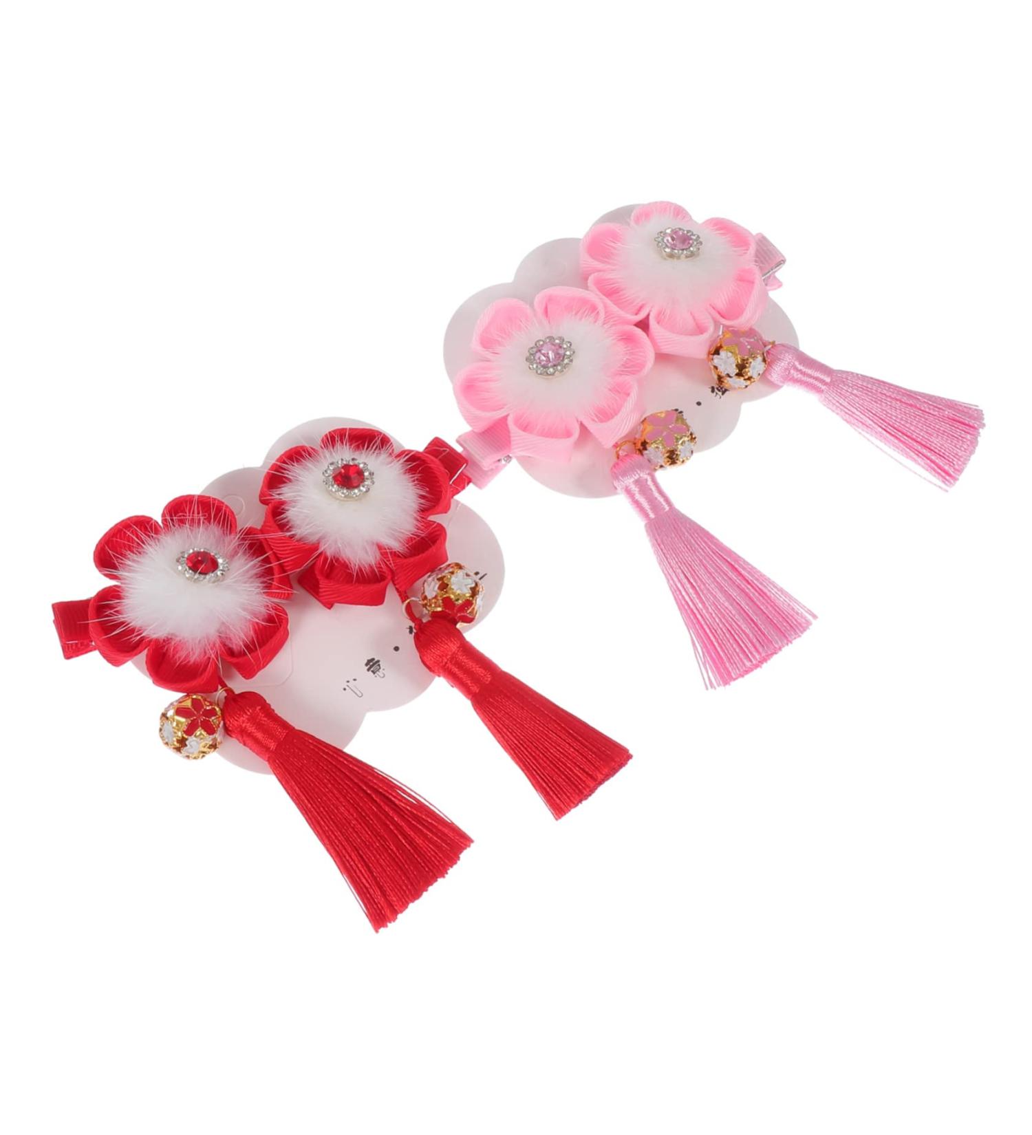 Amosfun 2 Pairs Hairpin Kids Barrettes for Hair Spring Festival Hair Clip Chinese New Year Hair Pin Hanfu Hair Barrettes for Girls Tassel Hair Clips Child Hairball Zinc Alloy - Buy Online on SooperMarket.com