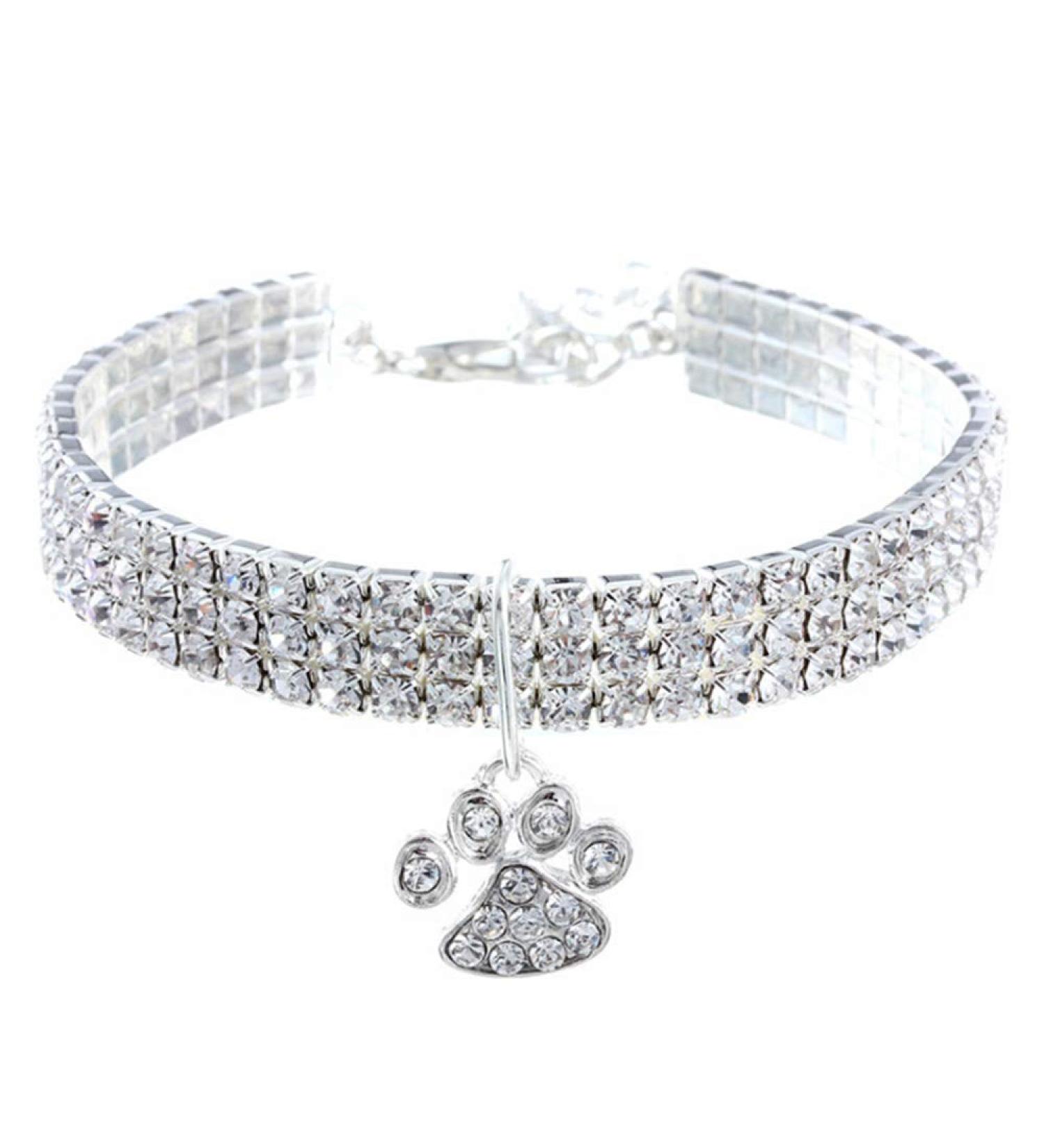 RayMinsino Pet Collar with Diamonds Adjustable Crystal Diamond Elastic Heart Claw Pendant Wedding Cat and Dog Small Pet Necklace Jewellery S White - Buy Online on SooperMarket.com