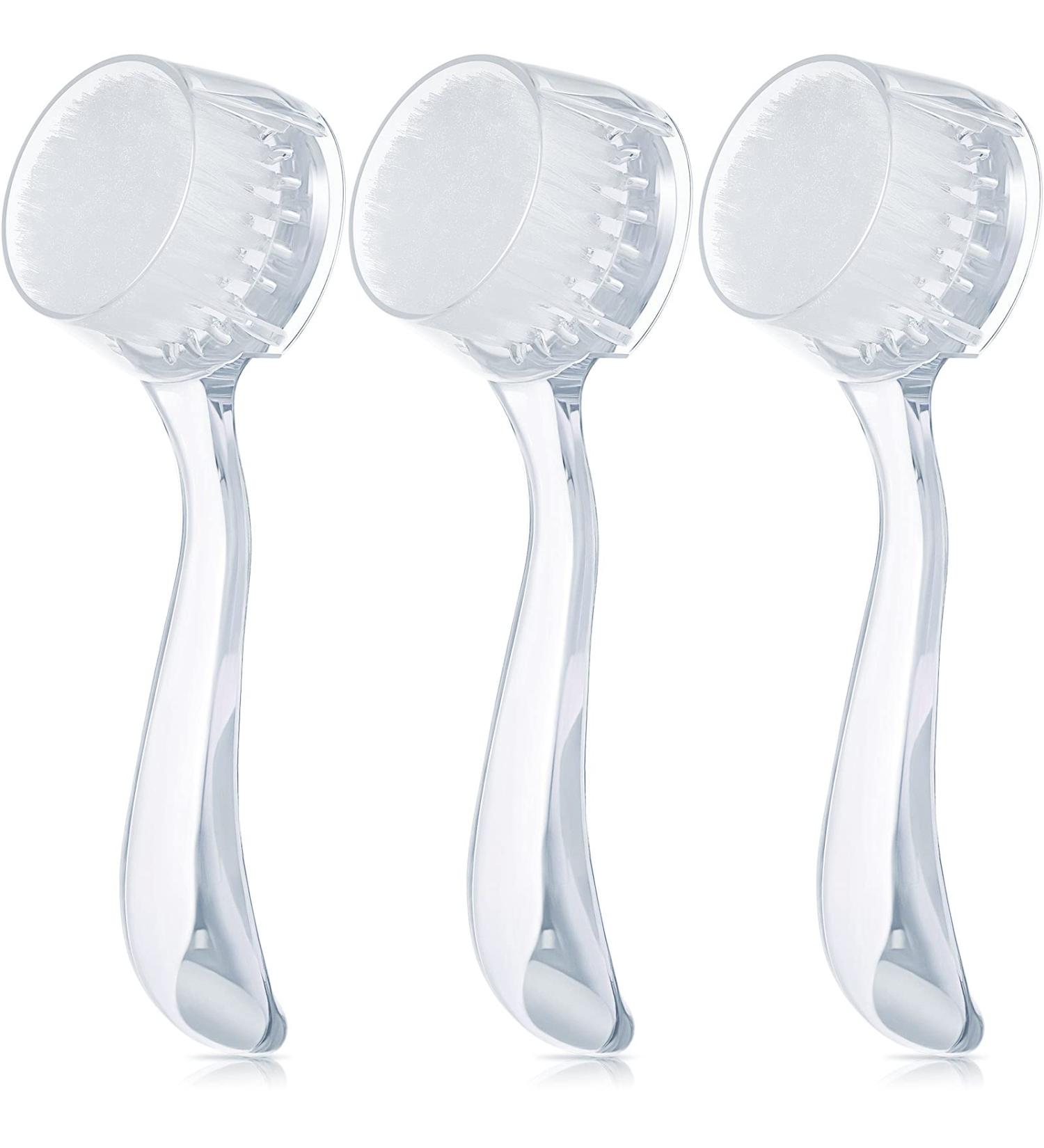 3-Piece Acrylic Handled Face Brush Set for Gentle Exfoliation and Makeup Removal - Buy Online on SooperMarket.com
