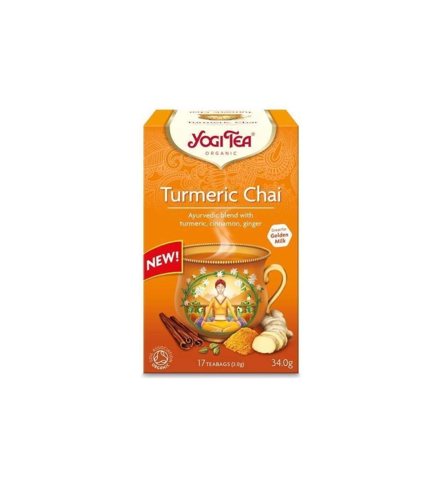 Yogi Organic Tea Turmeric Chai 17 Tea Bags 34g Blend with Turmeric Cinnamon and Ginger (1)