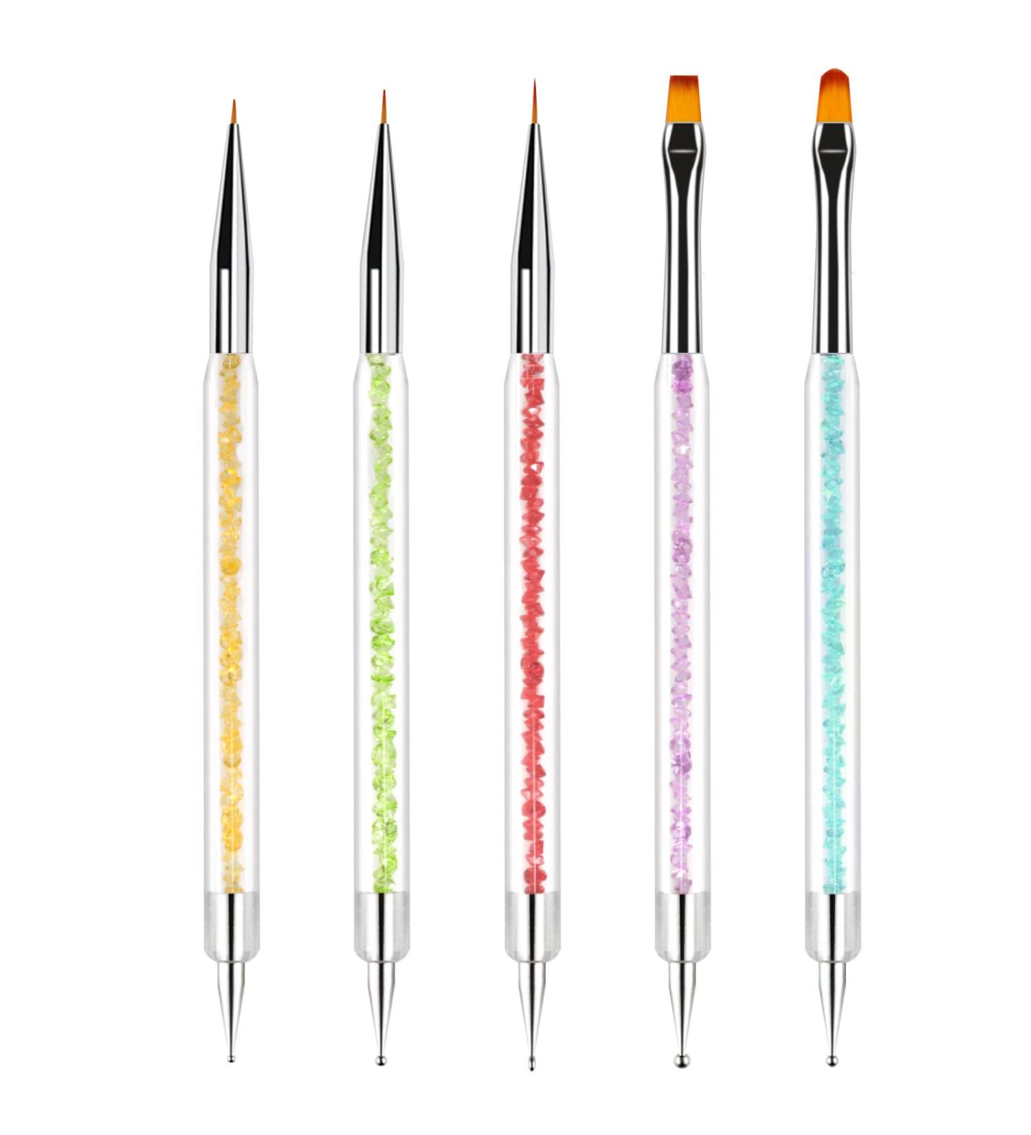 Sularpek Nail Art Brushes 5 Pcs Double-Ended Kit - Nail Art Point Drill Drawing Brush Pen, UV Gel Brush for Design & Detailing - Buy Online on SooperMarket.com
