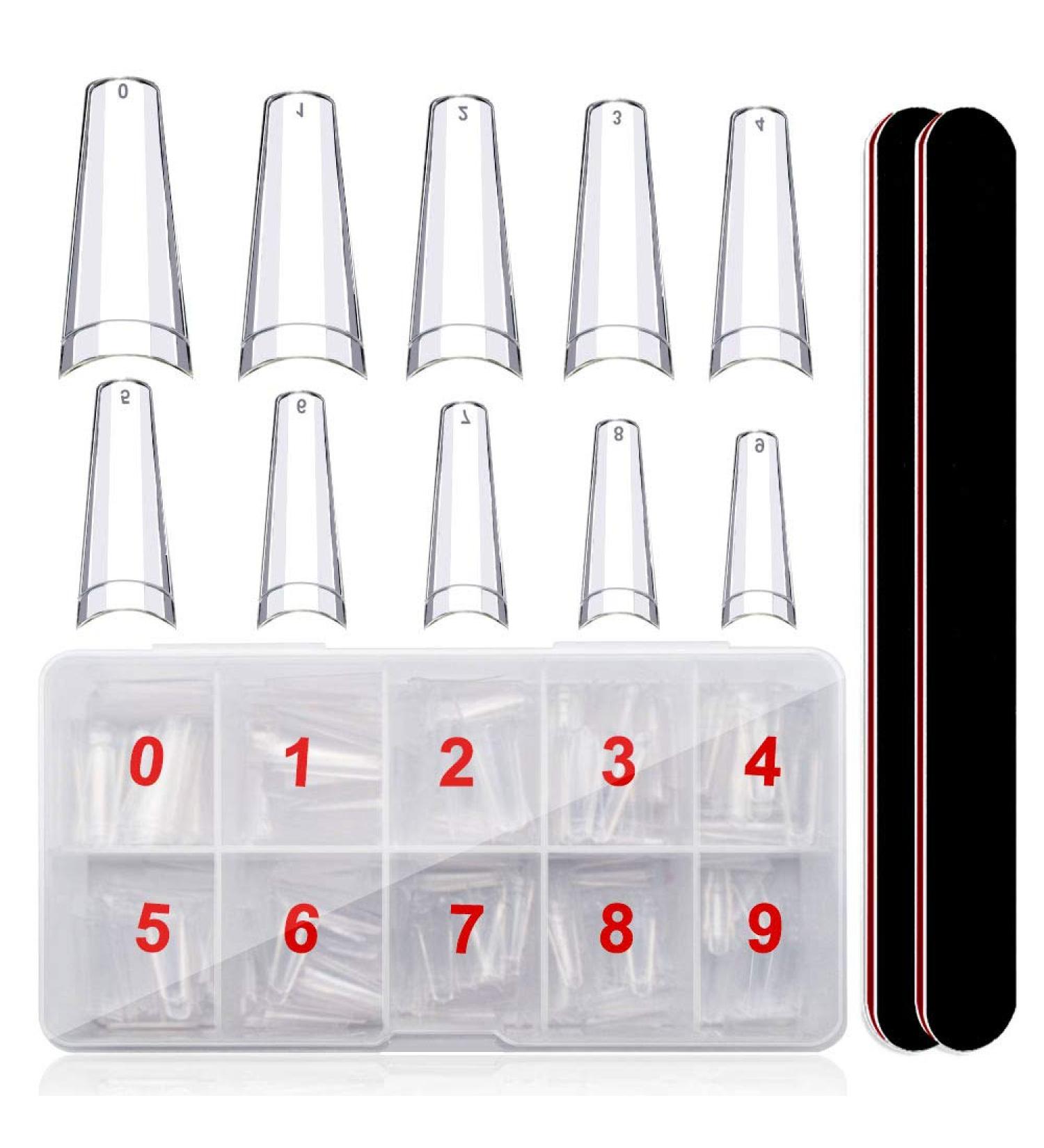500pcs Medium Coffin Clear Acrylic Nail Tips with Acrylic Box - 10 Sizes Half Cover French False Nails for DIY Nails at Home or Salon - Buy Online on SooperMarket.com