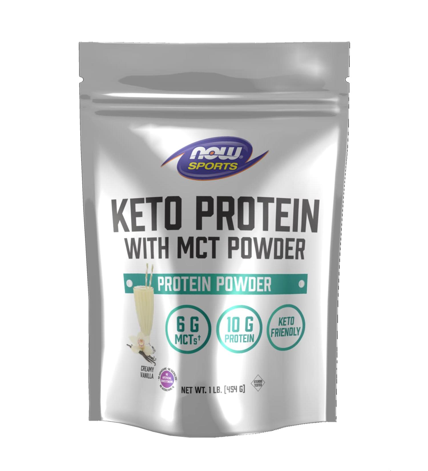 Now Foods Sports Keto Protein with MCT Powder - Creamy Vanilla 1 lb | Low Carb Supplement - Buy Online on SooperMarket.com