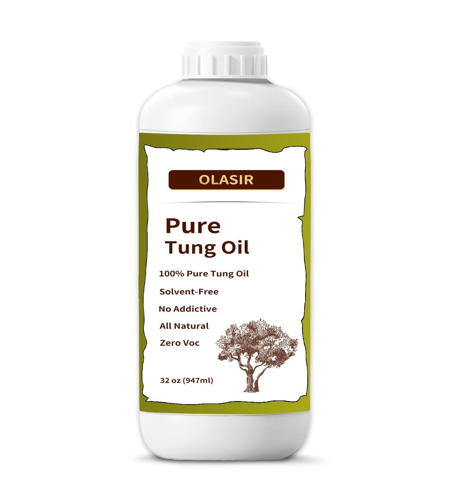 Natural Pure Tung Oil 32 oz - Food Grade Safe Waterproof Finish for Wood Indoor & Outdoor Furniture - Buy Online on SooperMarket.com