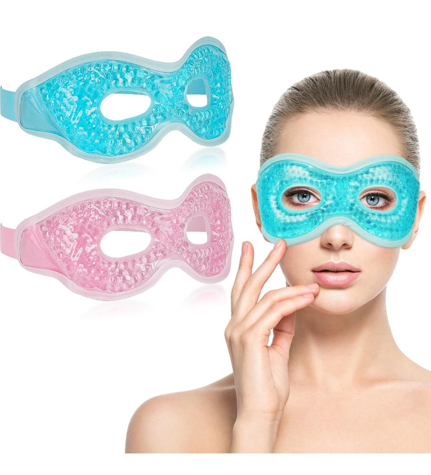 ACWOO Cooling Eye Mask 2PCS Cooling Gel Beads Eye Mask for Puffy Eyes Reusable Hot Cold Therapy Gel Eye Mask for Migraine Relief Headache Dark Circles Dry Eyes Swollen Eyes Sinus Pain (C) A Blue+pink - Buy Online on SooperMarket.com