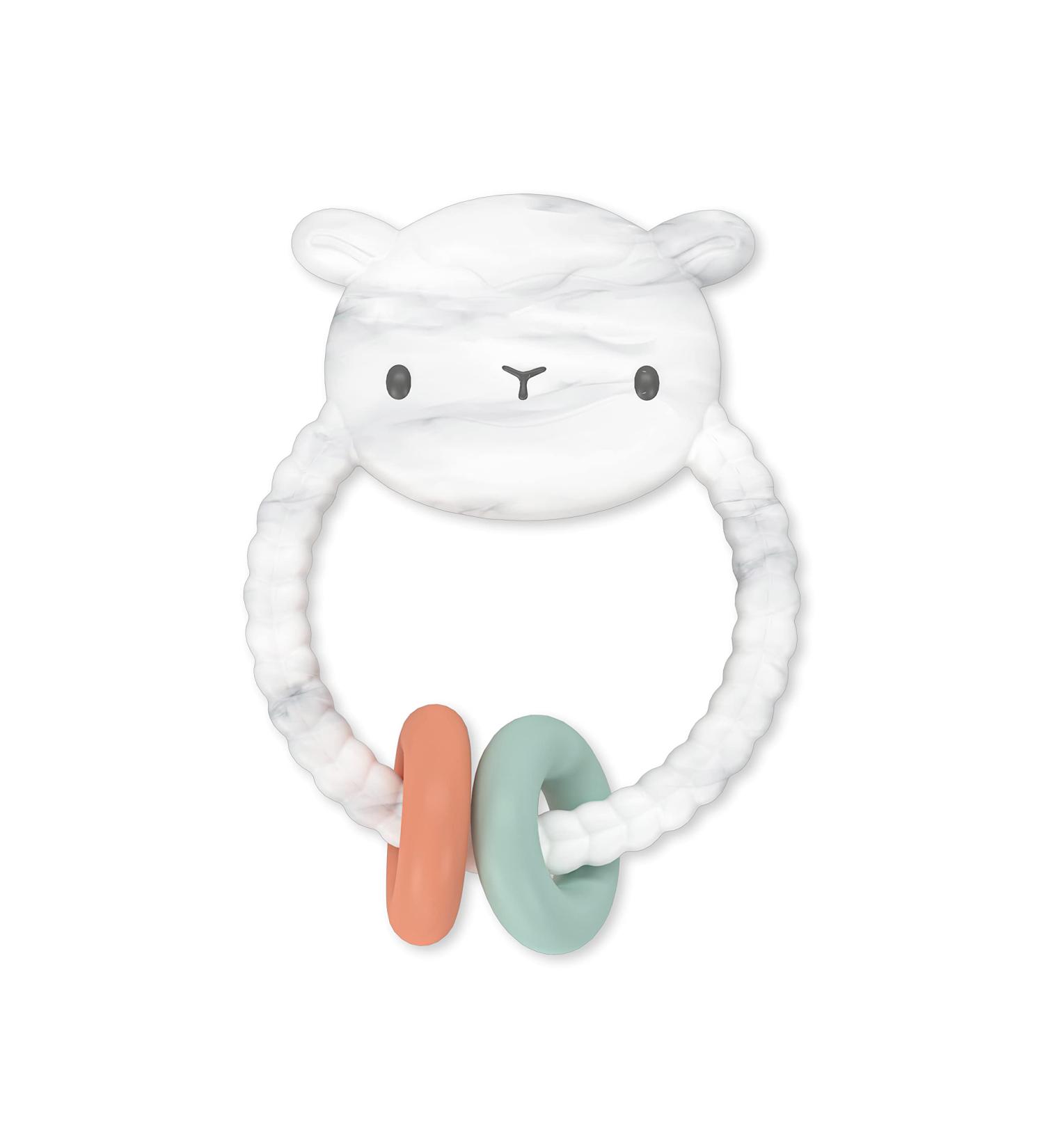 Ingenuity Soothing Sheppy Baby Teether Toy with Activity Rings - BPA-Free Silicone - Ages 3 Months+ - Unisex - Buy Online on SooperMarket.com