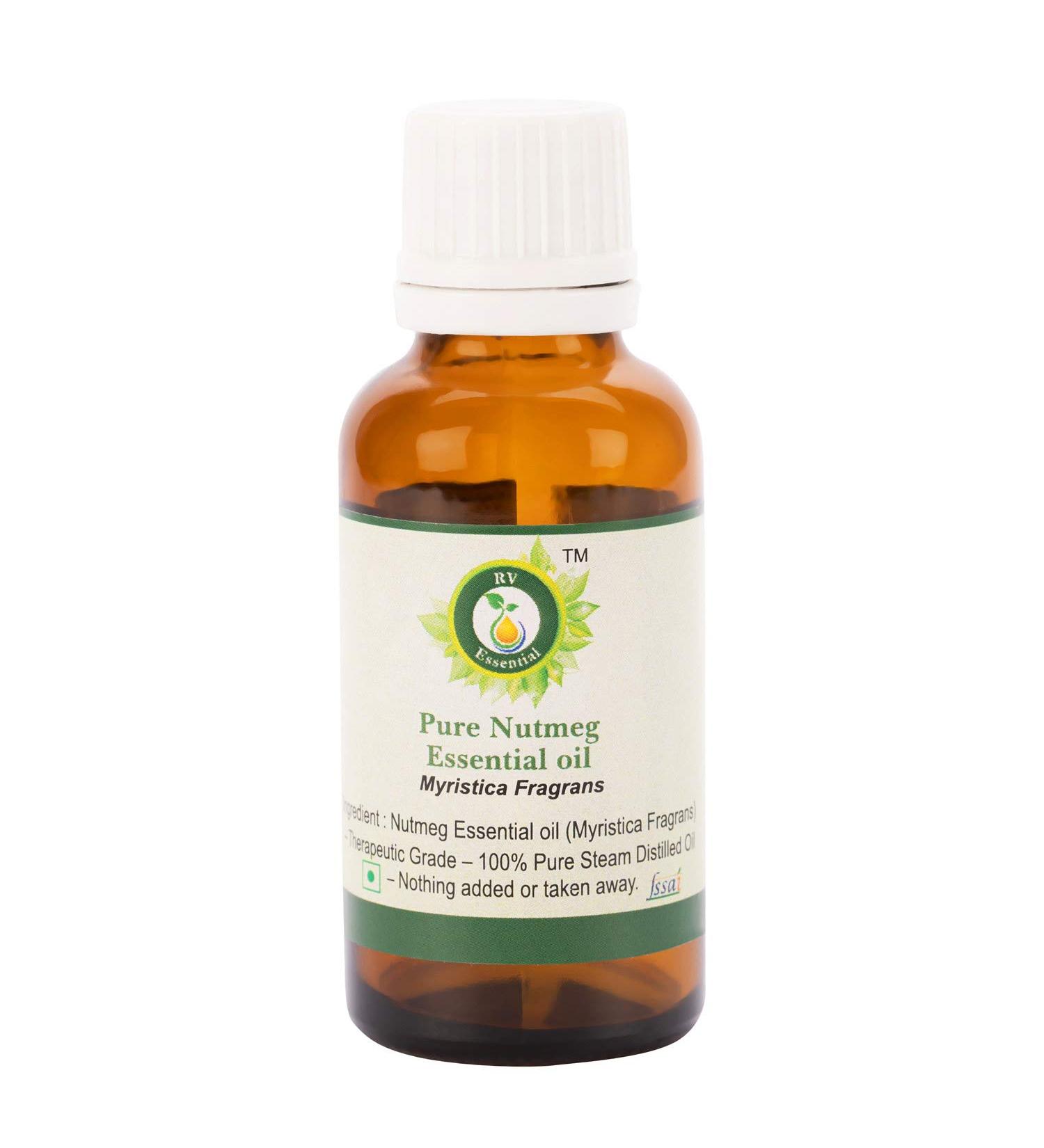 R V Essential Pure Nutmeg Essential Oil 100ml (3.38oz)- Myristica Fragrans (100% Pure and Natural Steam Distilled) - Buy Online on SooperMarket.com