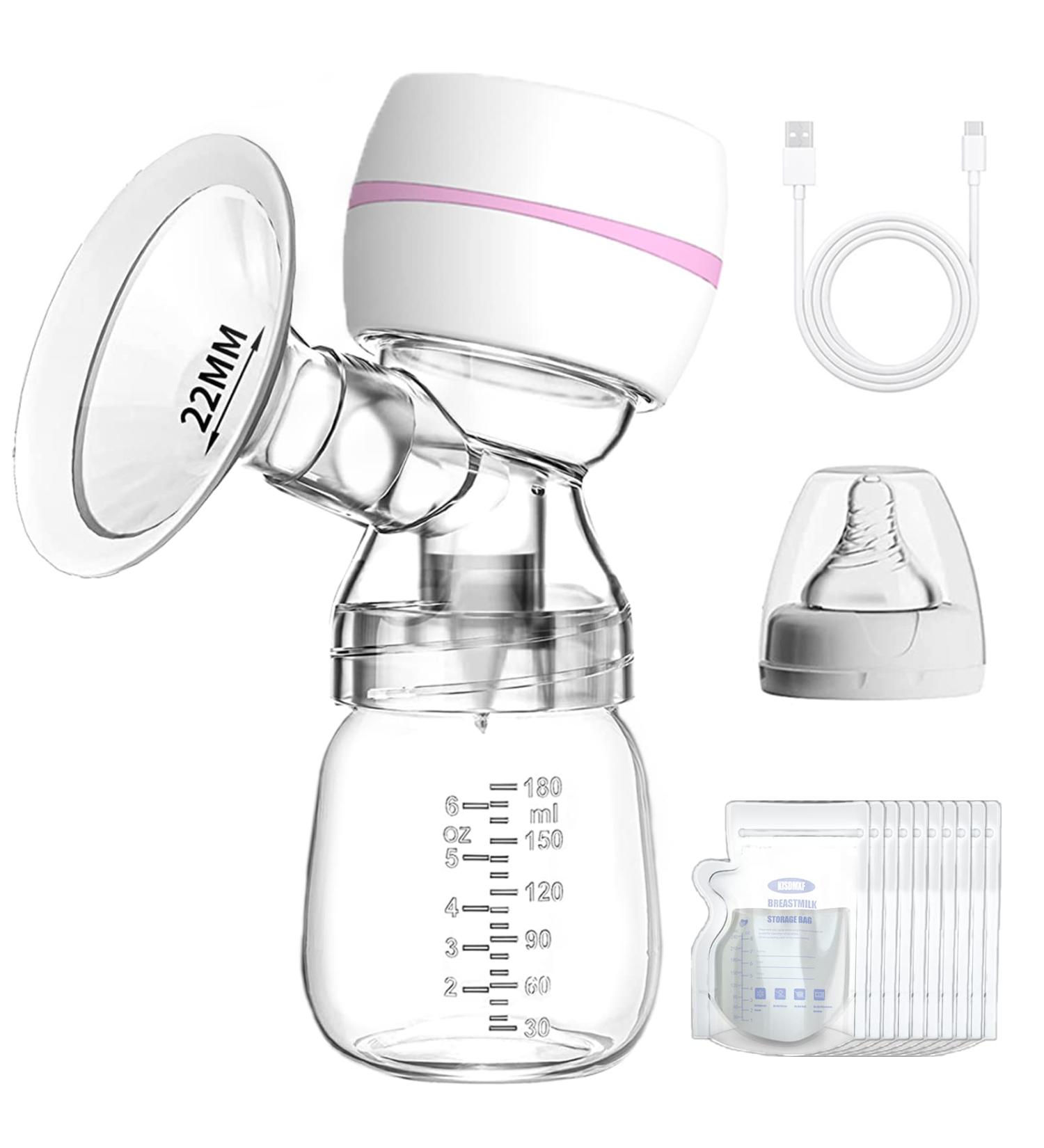 Portable Electric Milk Pump - Silent Single Pump 10 Fresh Bags 3 Modes 9 Intensity Levels LED Display - Buy Online on SooperMarket.com
