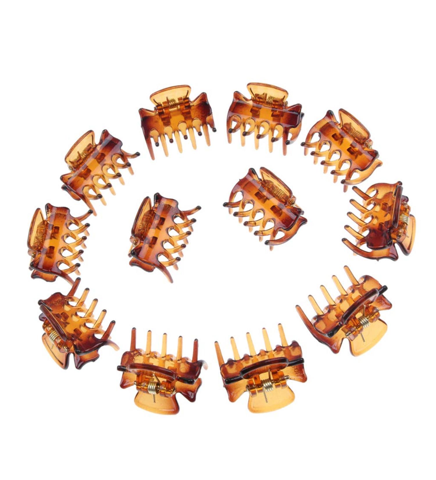 Fityle 12-Piece Resin Mini Hair Clip Set - Trendy Hair Grippers & Claws | Stylish Hair Accessories in Coffee Color for All Hair Types - Buy Online on SooperMarket.com
