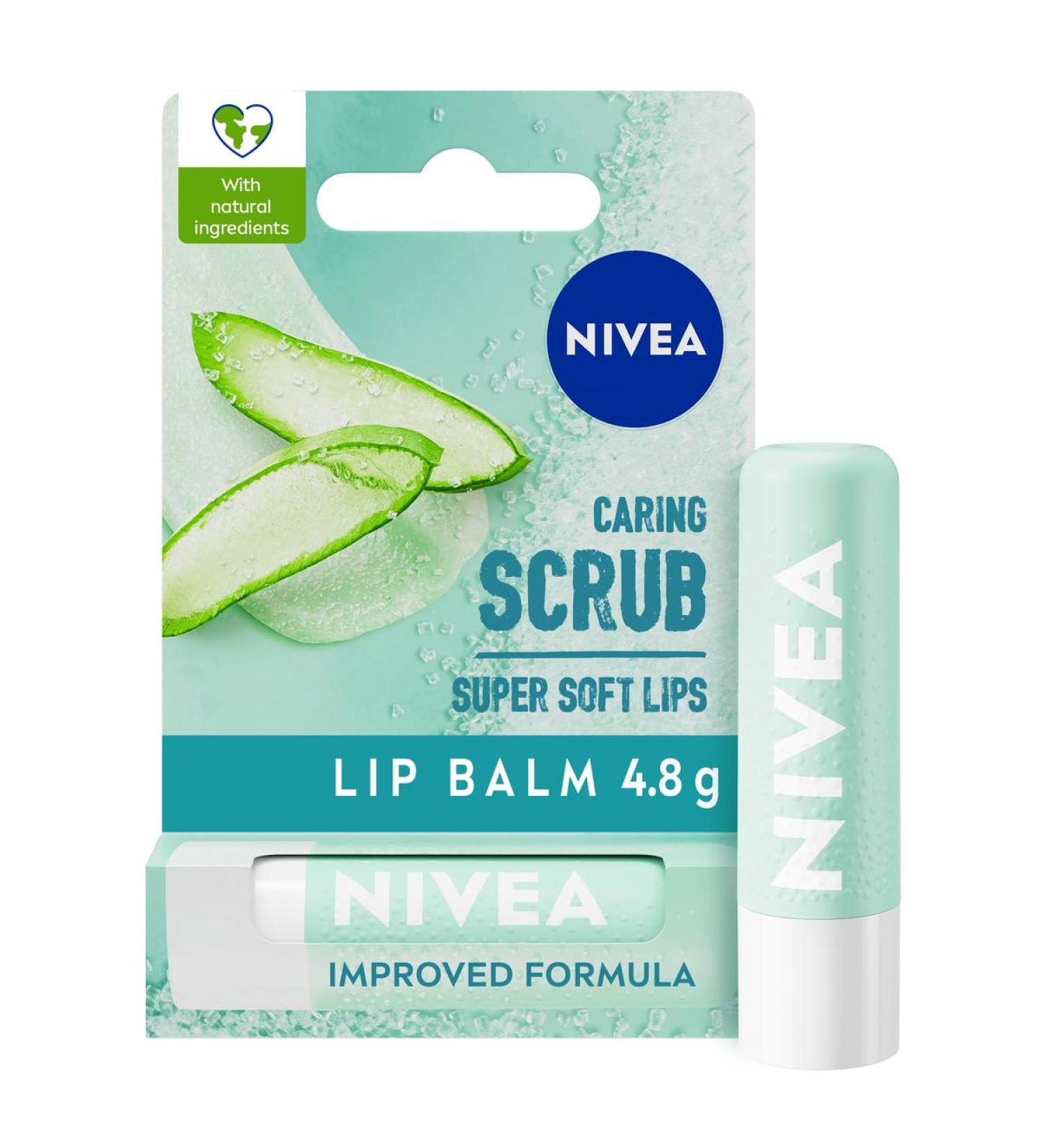 NIVEA 2in1 Aloe Vera Lip Scrub (4.8g) - Exfoliating Lip Balm with Aloe Vera and Vitamin E for Intensive Lip Care - Buy Online on SooperMarket.com