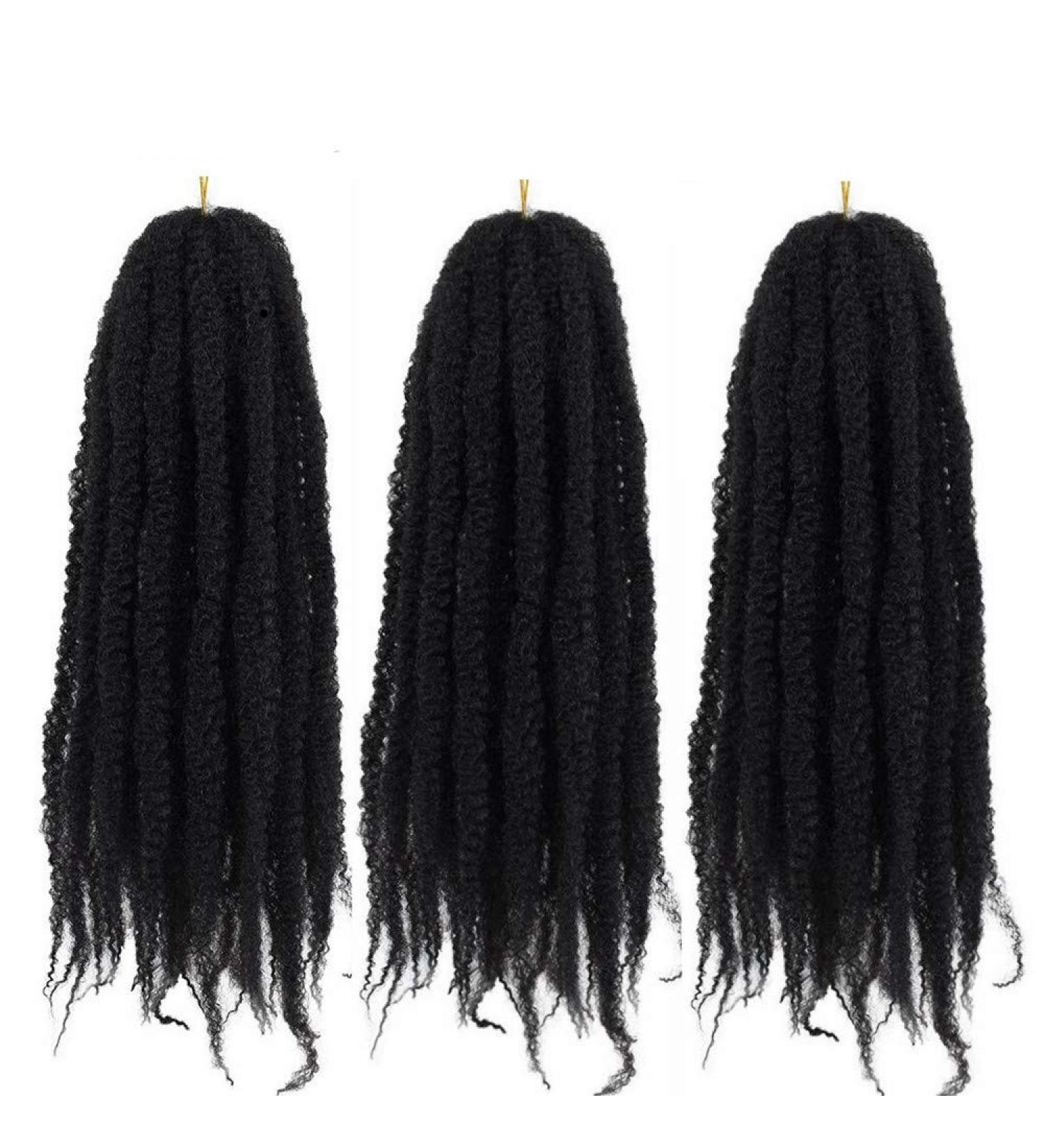 18 Inch Eunice Hair 3 Packs Synthetic Marley Braid Extensions - Afro Kinky Bulk Twist Crochet Braids #1B 46cm - Buy Online on SooperMarket.com