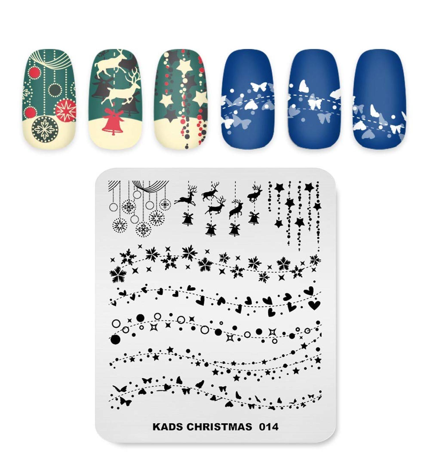 Christmas Festival Nail Art Stamping Template - Elk Star Snowflakes Pattern | Alexnailart Manicure Tool (CH014) - Buy Online on SooperMarket.com