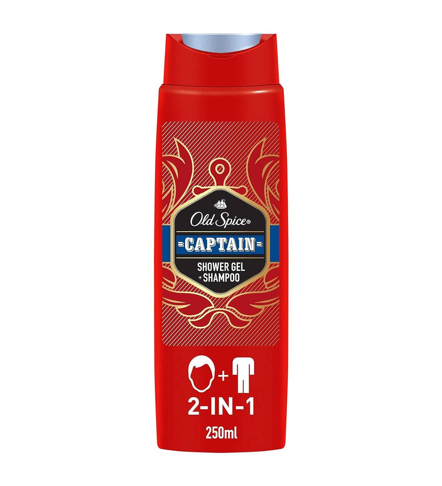 Old Spice Captain Shower Gel and Shampoo for Men (6 x 250 ml) 2-in-1 Shower Gel + Shampoo with Male Long-Lasting Fragrance Pack of 6 (1 Pack) 50.7 Fl Oz (Pack of 1) Shower gel 250 ml