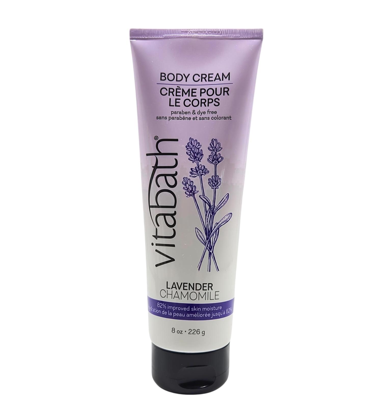 Vitabath Lavender Chamomile Moisturizing Body Cream - Soothing Hydration Lotion for Women & Men - Vitamin & Nutrient Skin Care - 8 Ounce Replenishing Dry Skin Moisturizer - Buy Online on SooperMarket.com