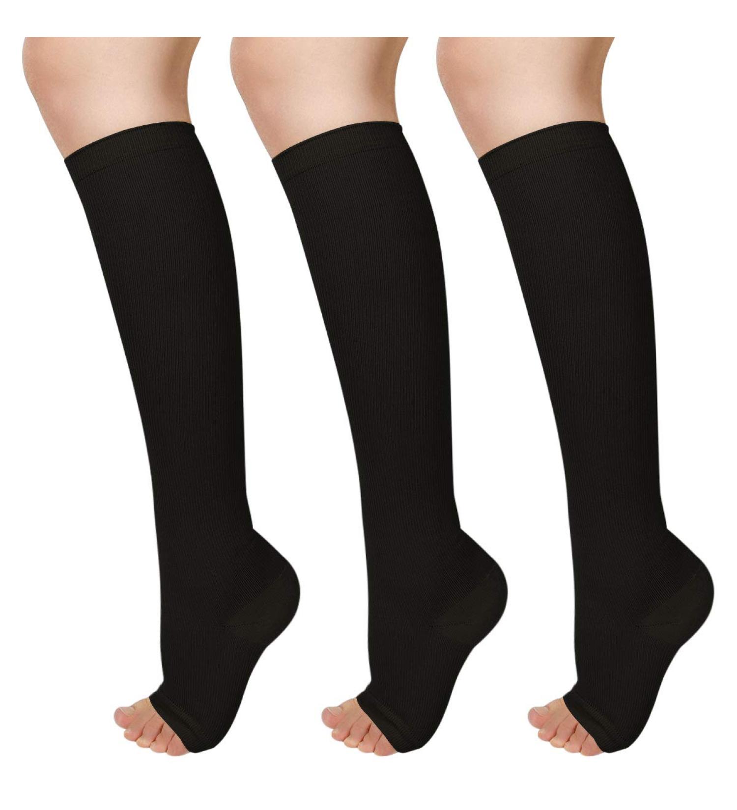 Evolyline 3 Couple Compression Stockings for Men & Women - Medical Support Socks for Leg Pain Varicose Veins & Thrombosis - Open Lace Design - Black S-M - Buy Online on SooperMarket.com