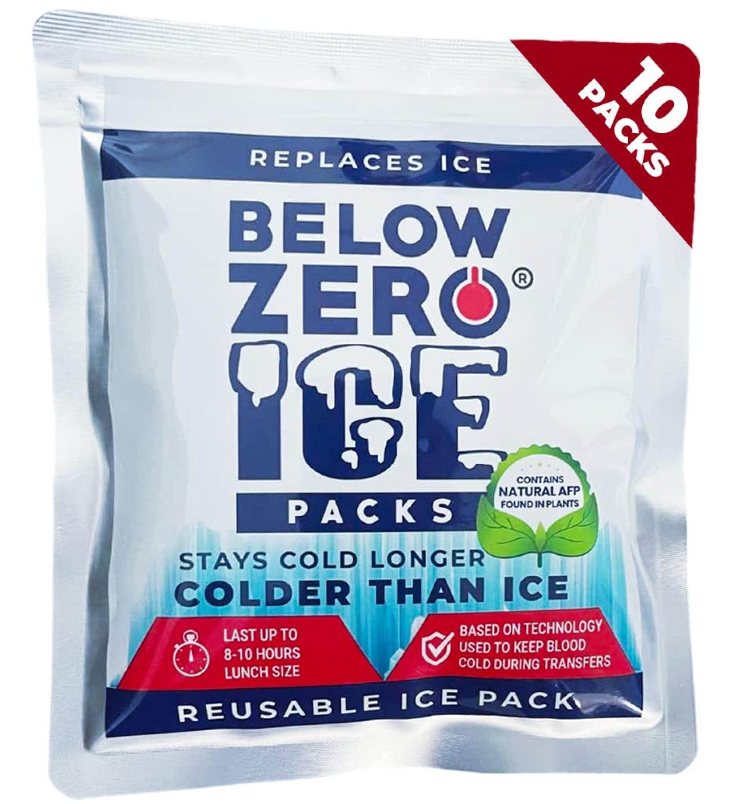 Reusable Ice Packs for Lunch Box & Cooler Bags - 10 Pack, Coldest & Longest Lasting Technology, Patent Pending, 8+ Hour Cooling Gel, 7.5x6.5 Size - Buy Online on SooperMarket.com