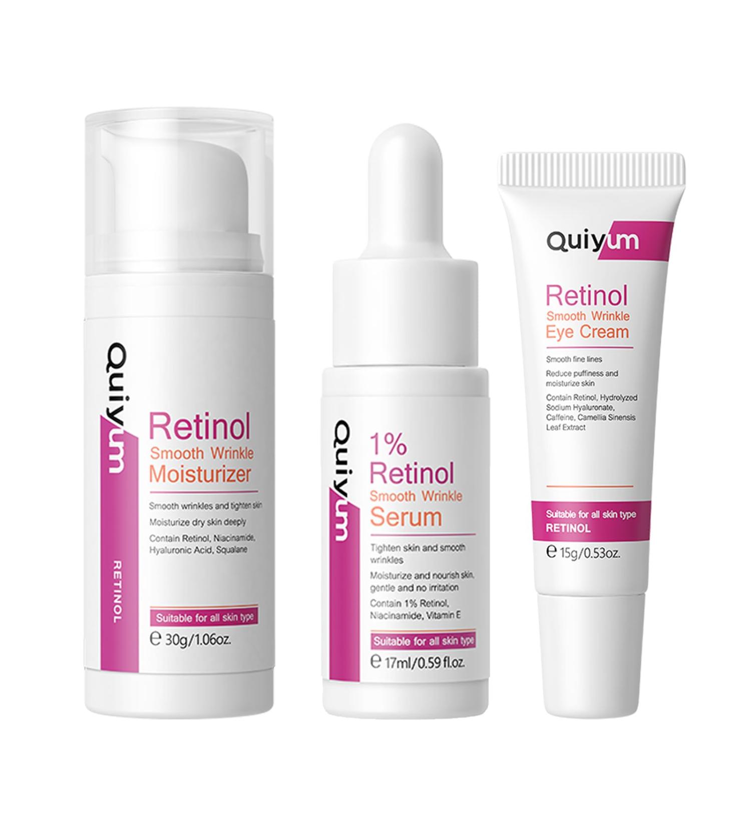 Retinol Skin Care Set Age Defying Skincare 3PC Skin Care For Anti-Aging Skin Firming Dark Spot Remover For Face Face Cream Eye Cream Face Serum Set 01 - Buy Online on SooperMarket.com